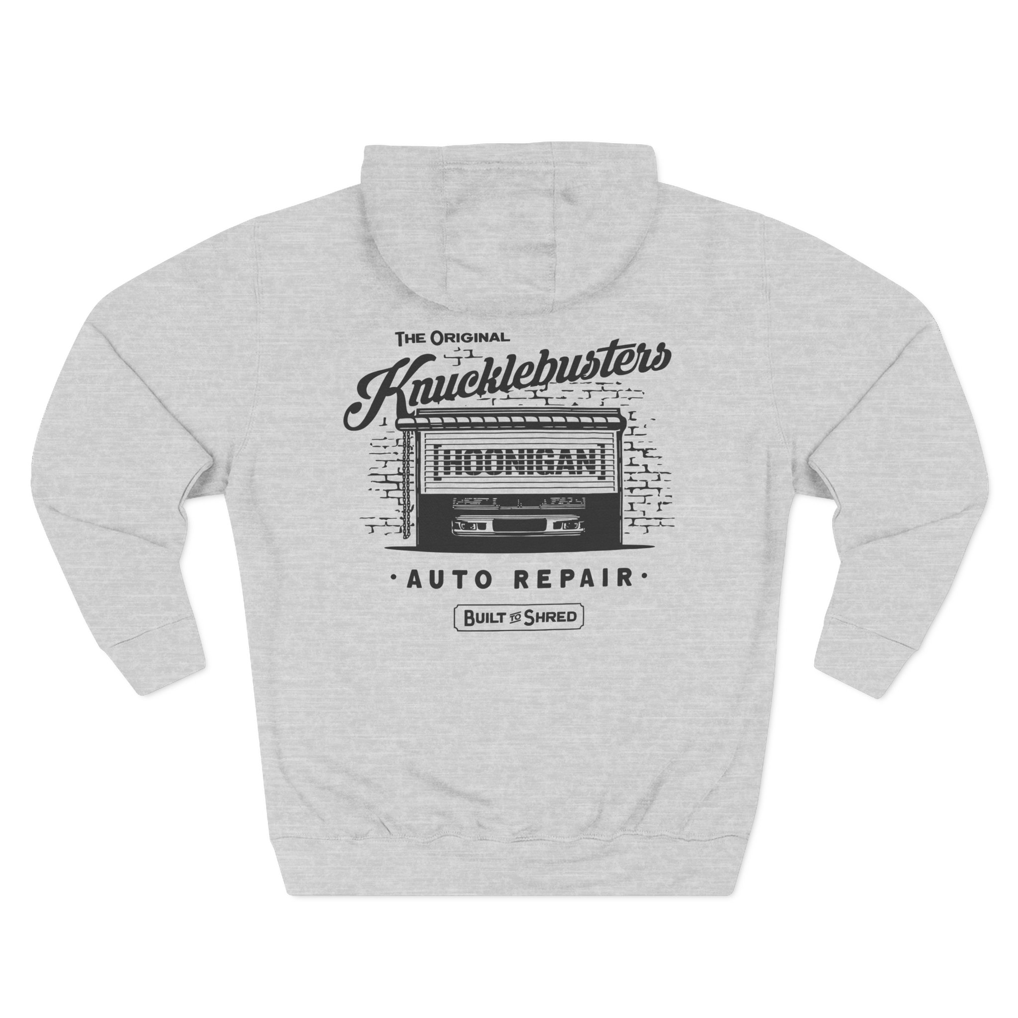 Ken Block Hoonigan Knucklebusters Auto Repair Three-Panel Fleece Hoodie