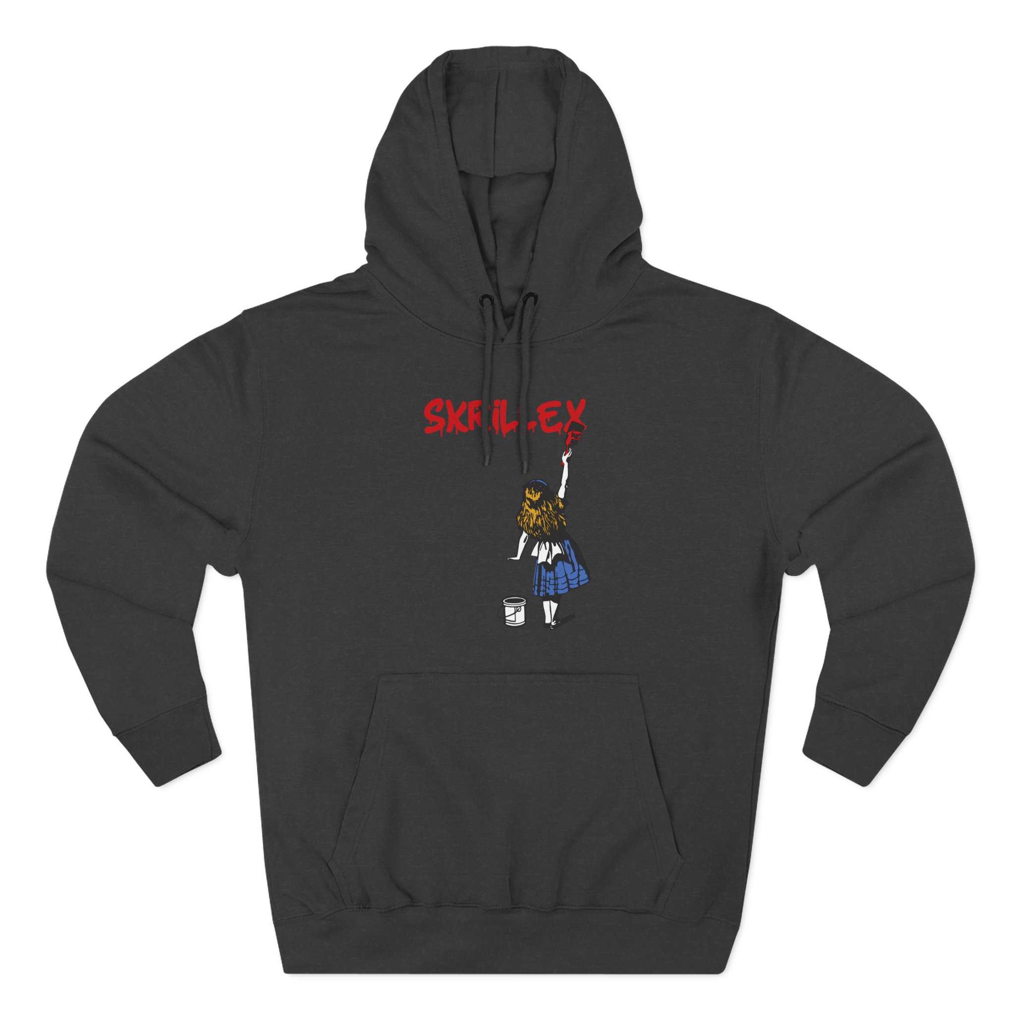 skrillex red girl Three-Panel Fleece Hoodie