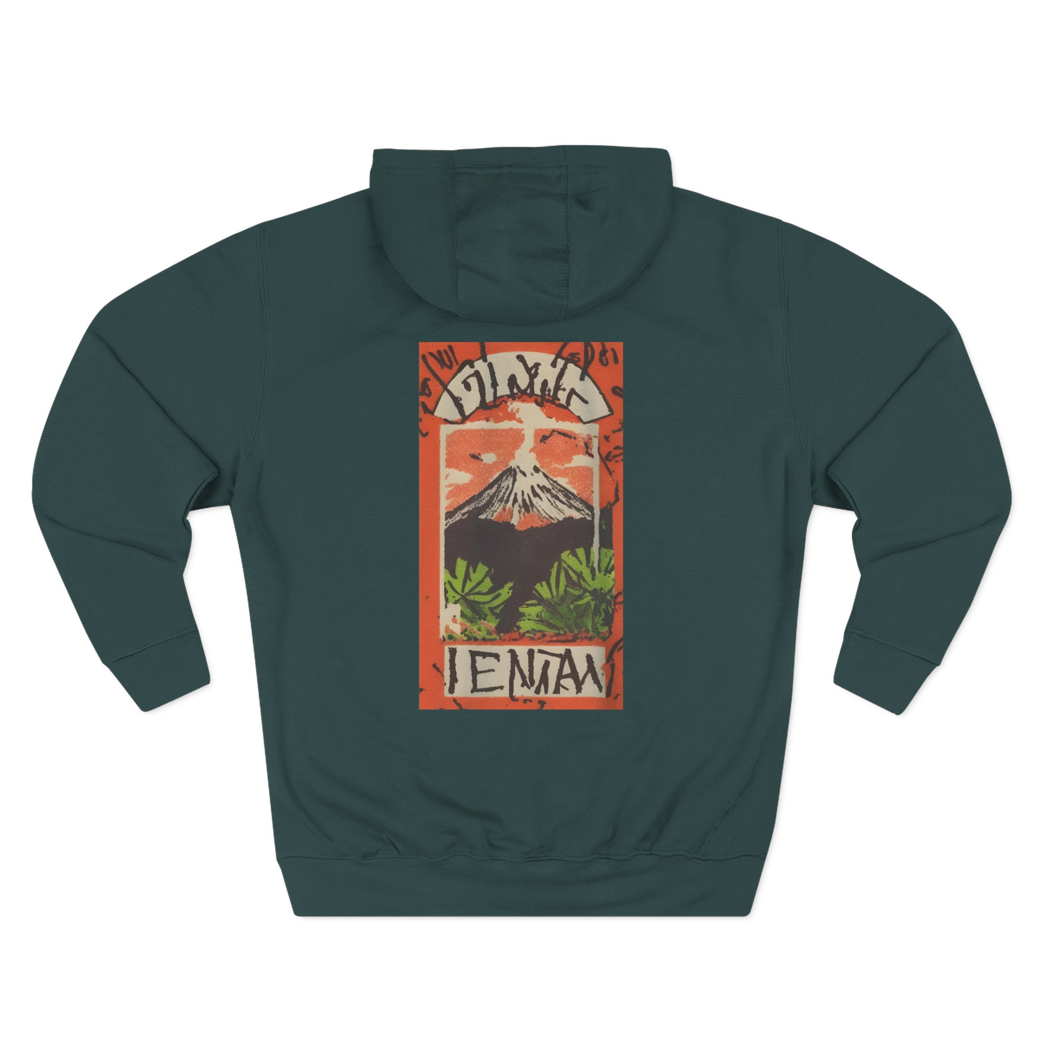 Jungle Volcano Art Three-Panel Fleece Hoodie