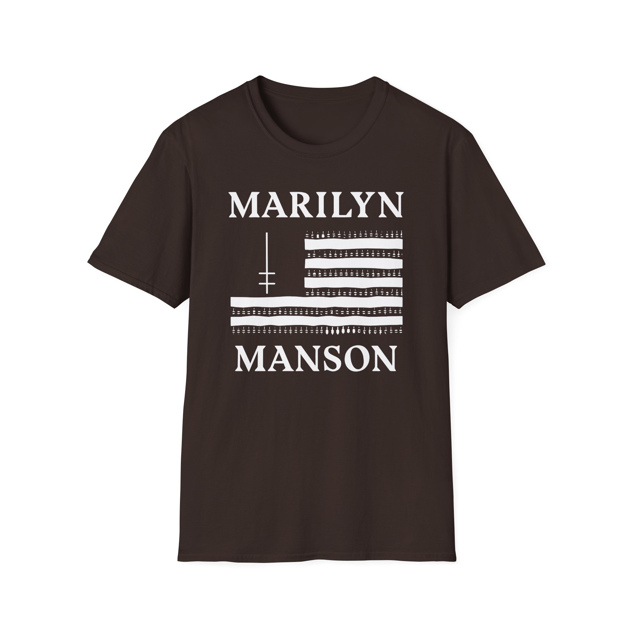 Marilyn Manson Flag and Logo Unisex Softstyle T-Shirt