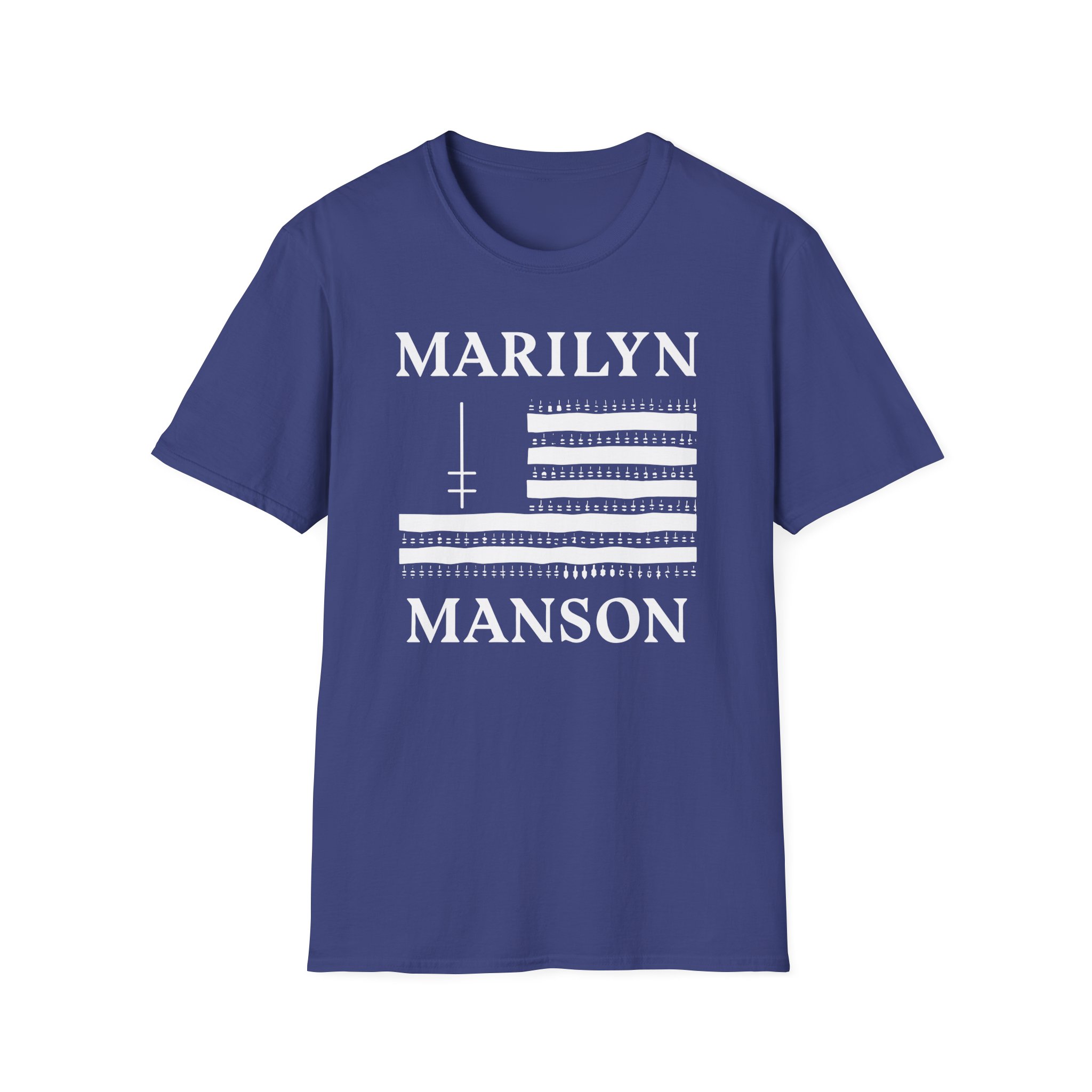 Marilyn Manson Flag and Logo Unisex Softstyle T-Shirt