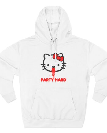 Andrew Wk Hello Party Kitty Parody Three-Panel Fleece Hoodie