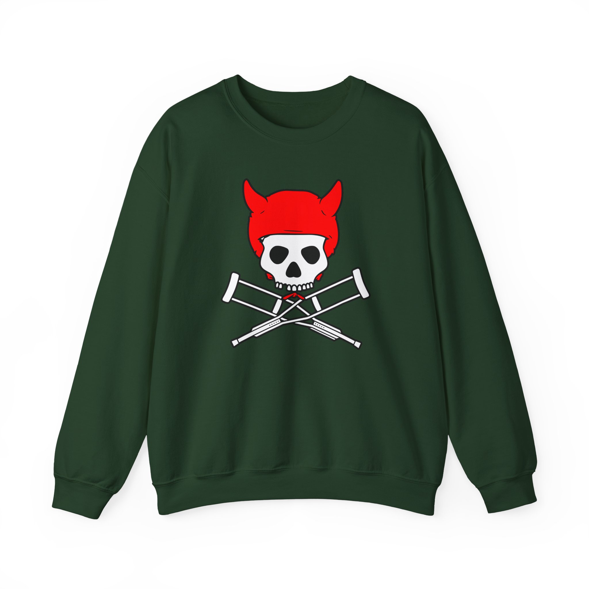 Jackass Devil Horns Skull & Crossbones Unisex Heavy Blendâ„¢ Crewneck Sweatshirt