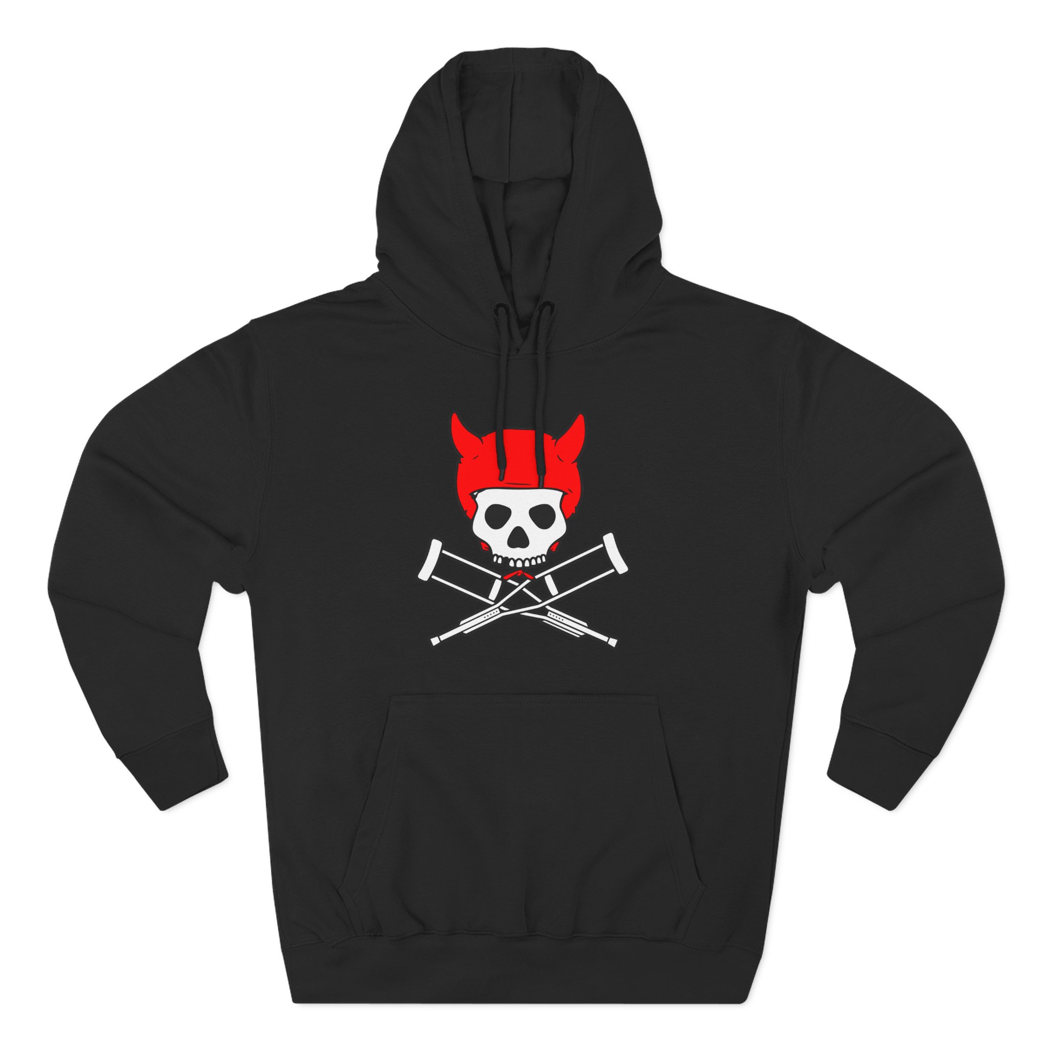 Jackass Devil Horns Skull & Crossbones Three-Panel Fleece Hoodie