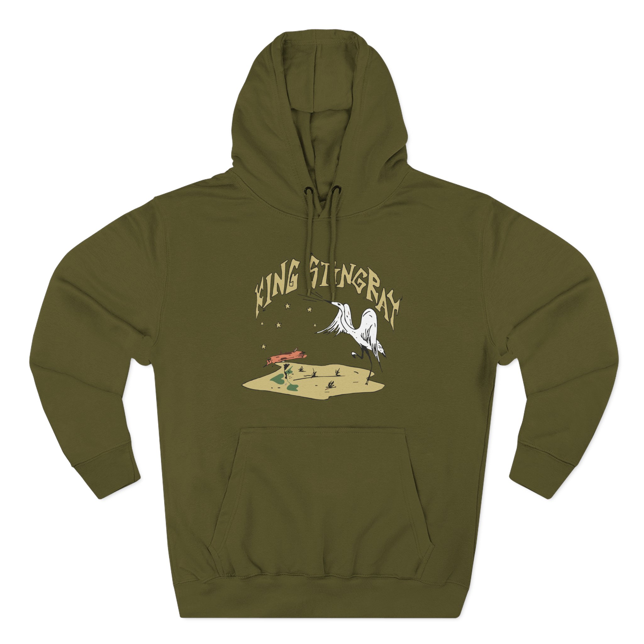 King Stingray Ivory Bird Three-Panel Fleece Hoodie