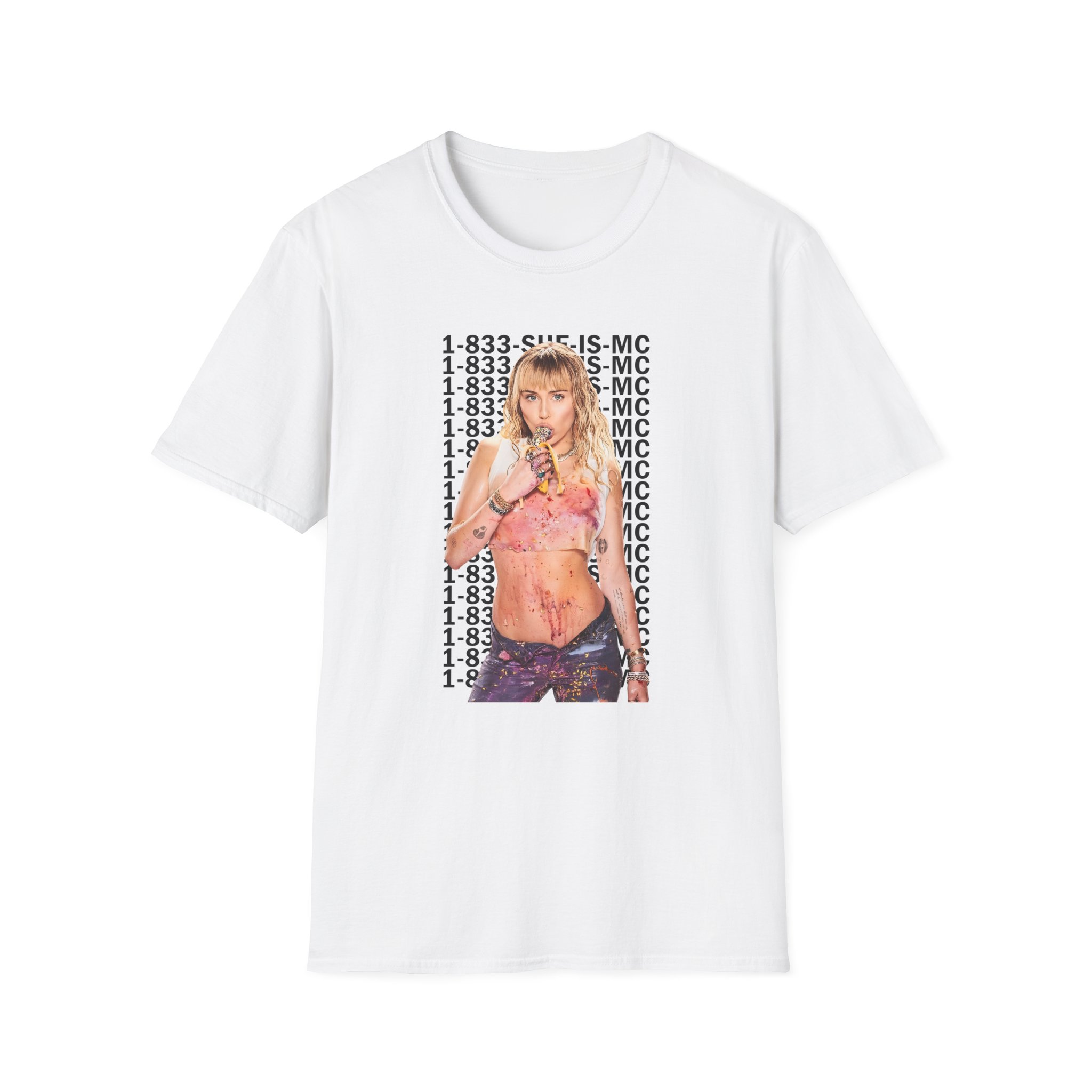 Lil Nasx Miley Cyrus 1-833-she-is-mc Unisex Softstyle T-Shirt