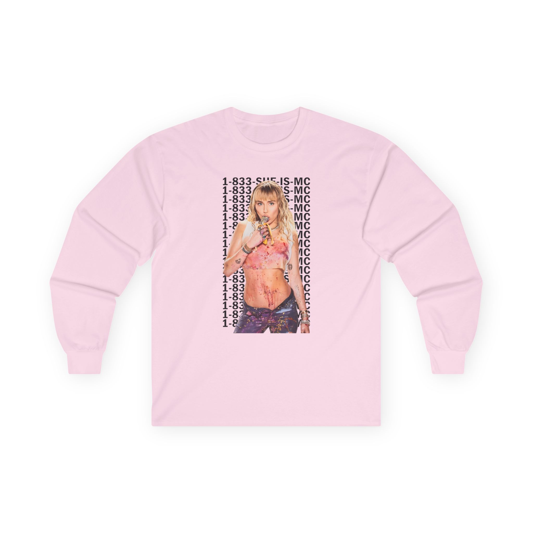 Lil Nasx Miley Cyrus 1-833-she-is-mc Unisex Ultra Cotton Long Sleeve Tee