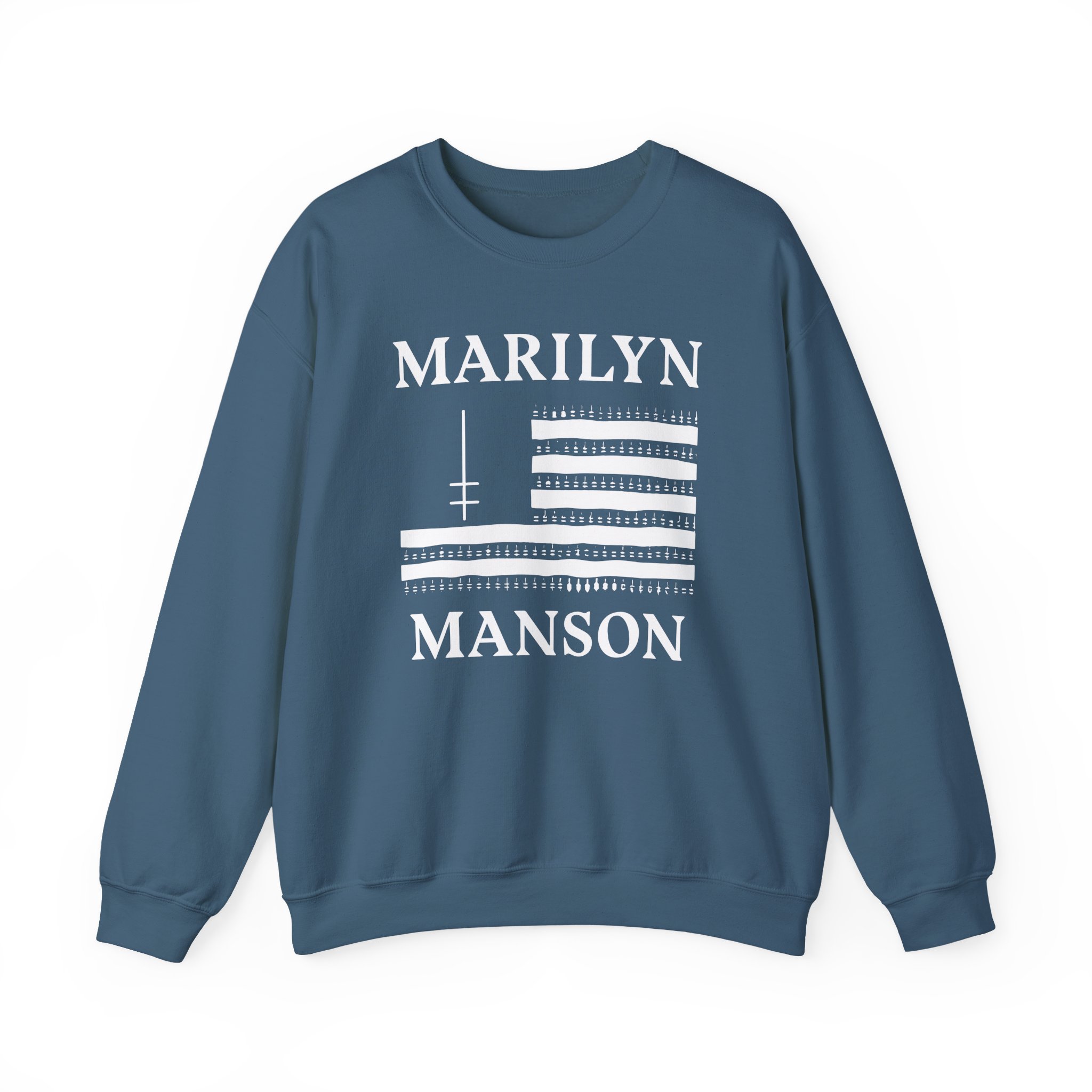 Marilyn Manson Flag and Logo Unisex Heavy Blendâ„¢ Crewneck Sweatshirt