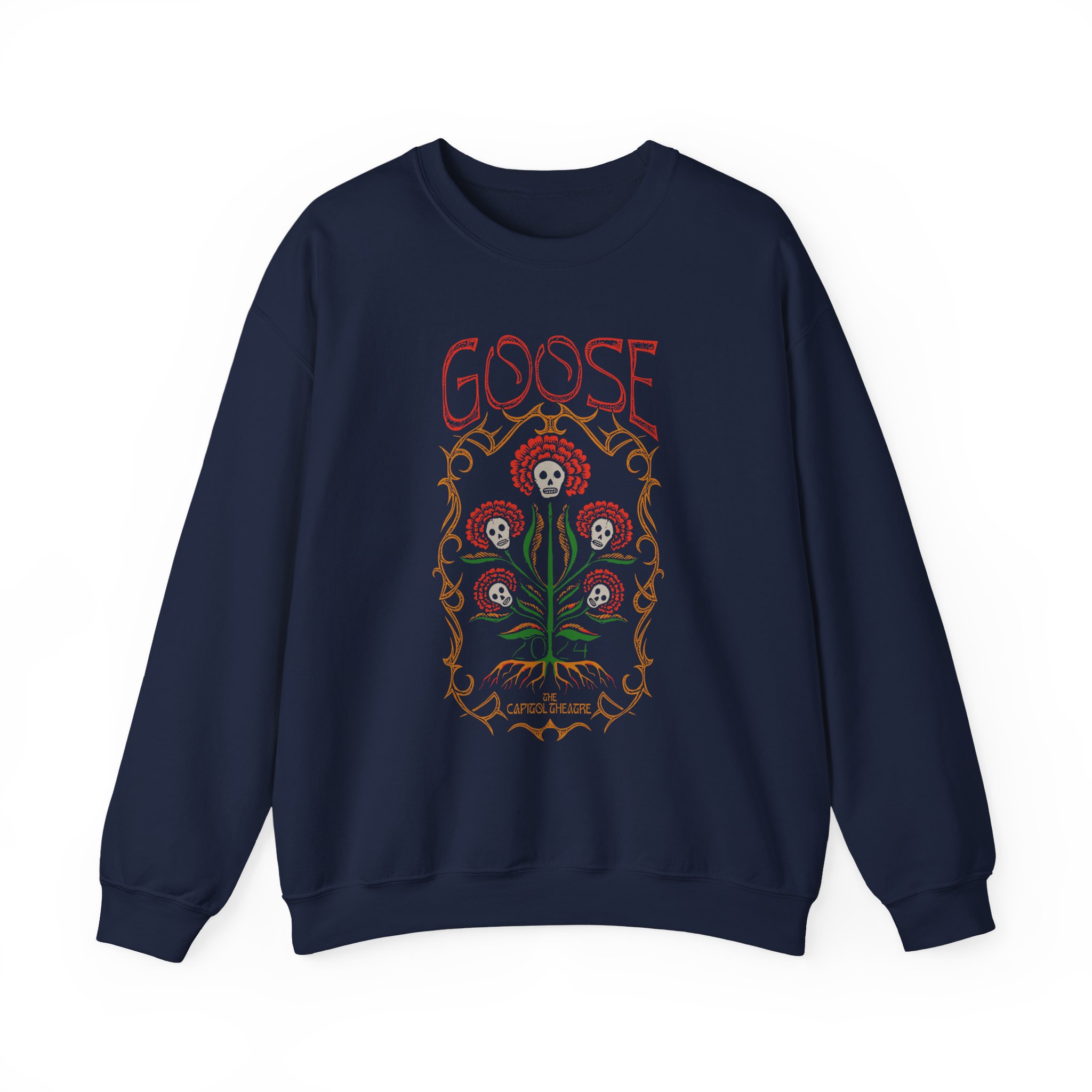 Goose Skull Flowers Unisex Heavy Blendâ„¢ Crewneck Sweatshirt