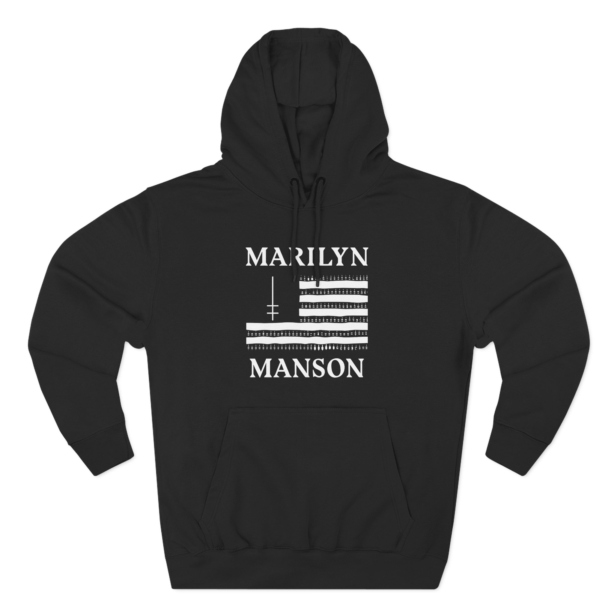 Marilyn Manson Flag and Logo Three-Panel Fleece Hoodie