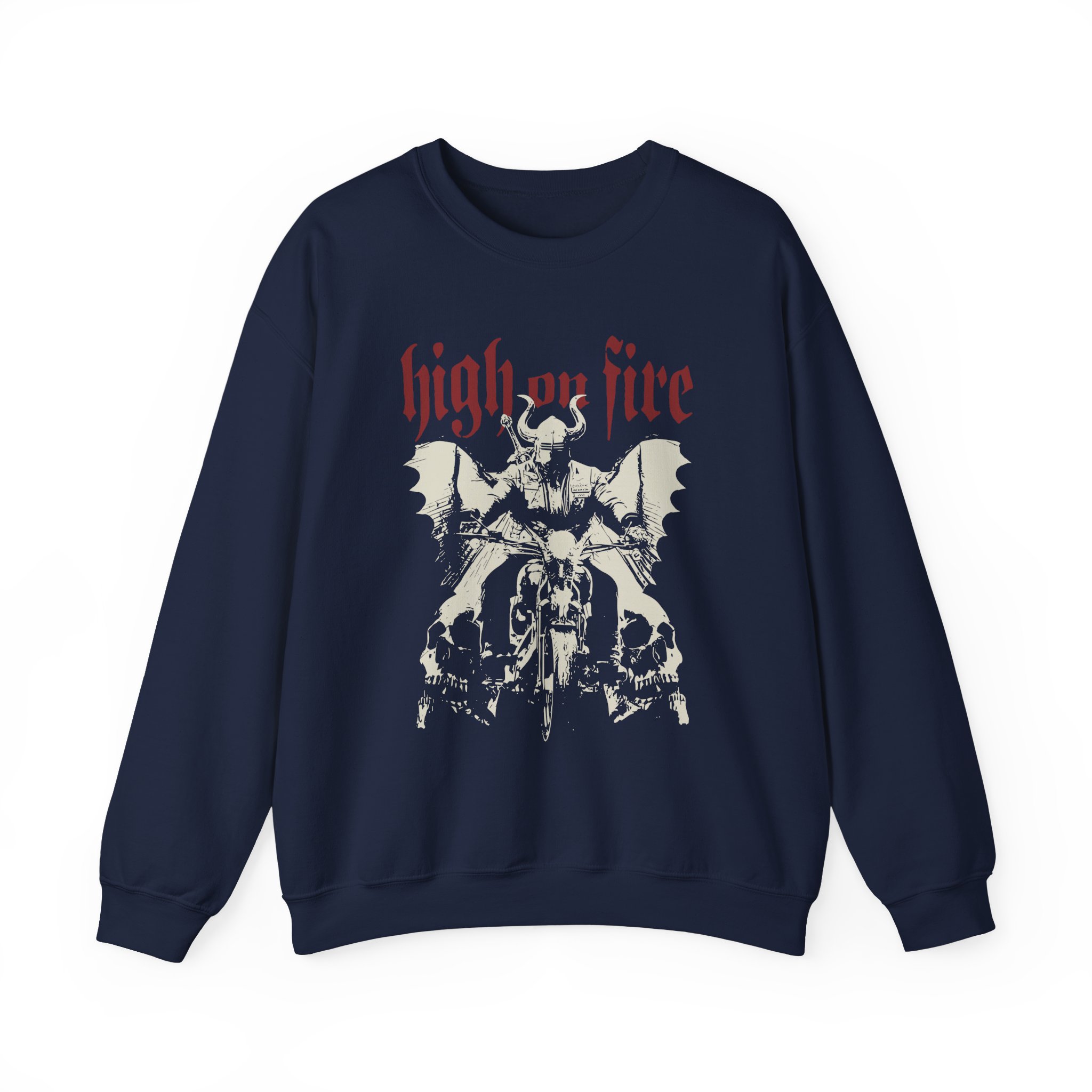 High on Fire Biker Unisex Heavy Blendâ„¢ Crewneck Sweatshirt