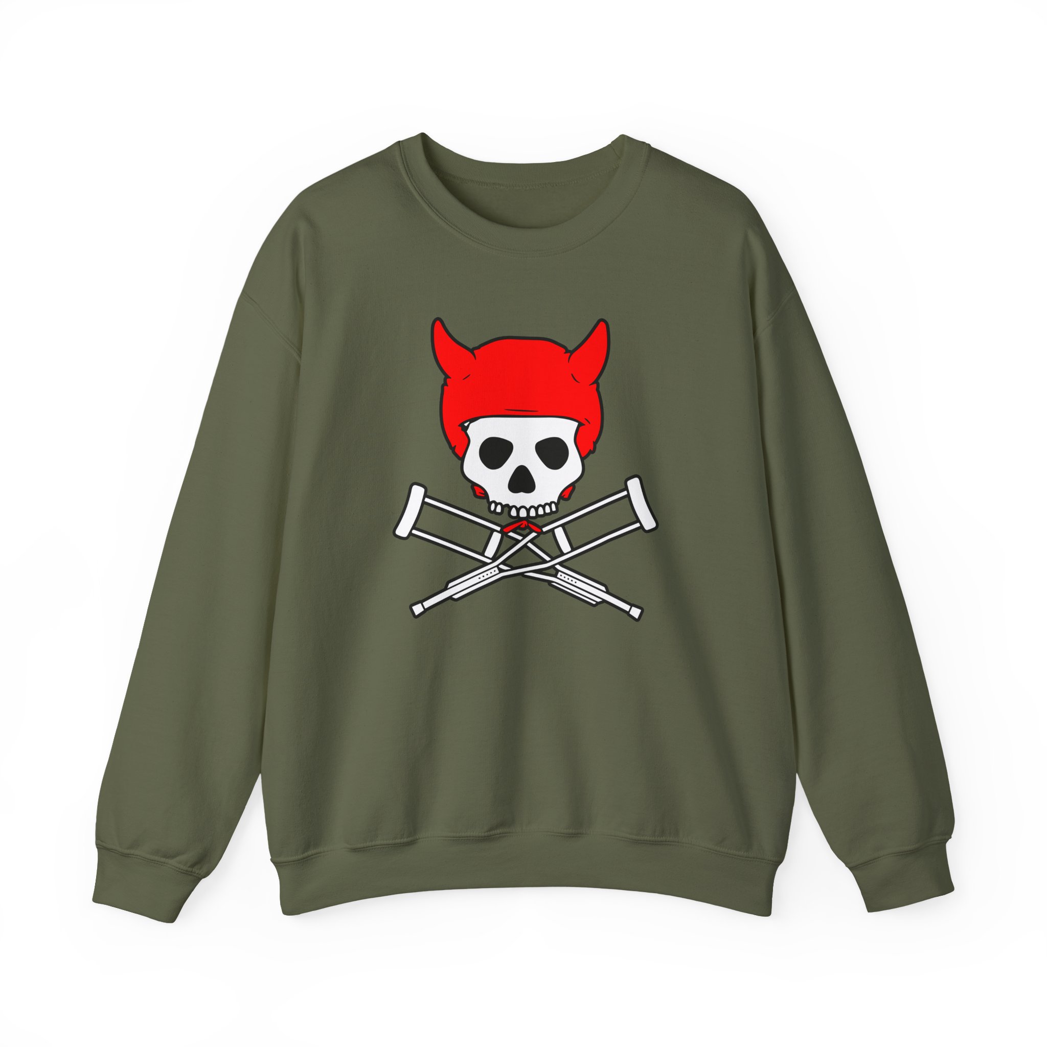 Jackass Devil Horns Skull & Crossbones Unisex Heavy Blendâ„¢ Crewneck Sweatshirt