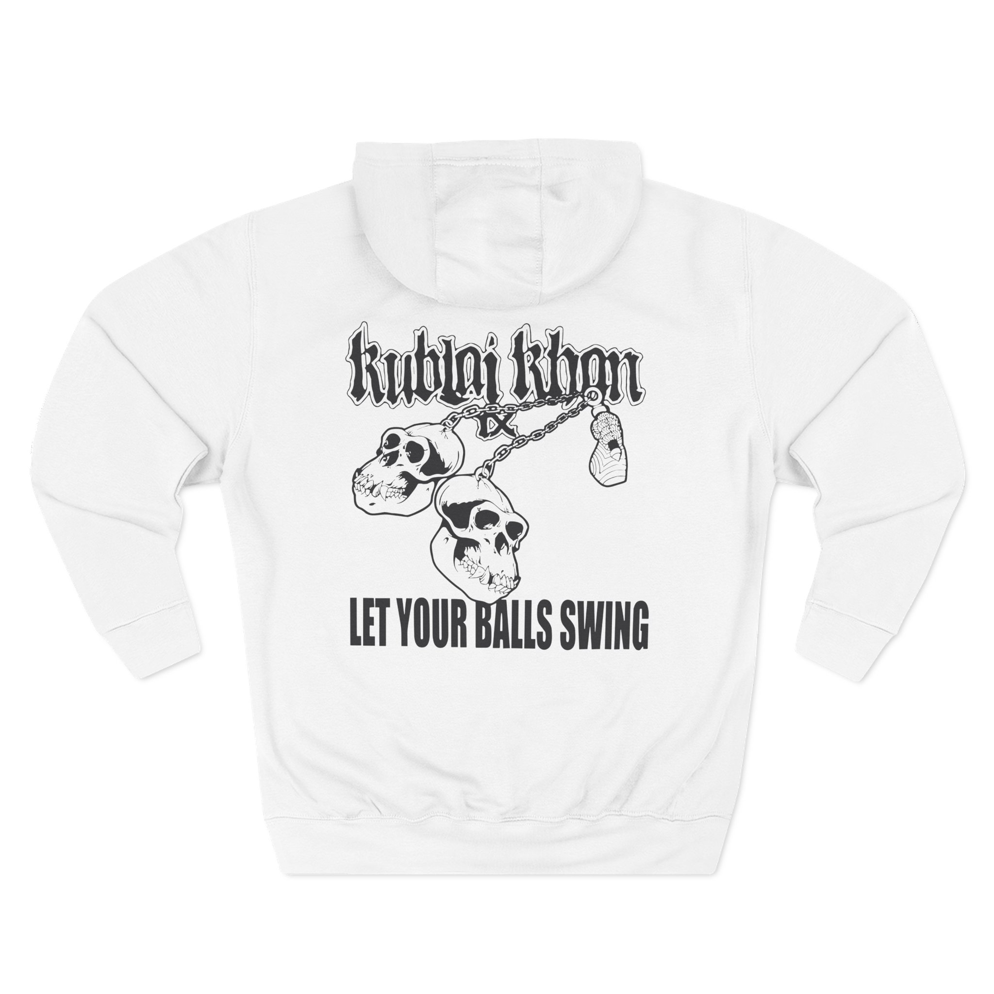 Kublai Khan - Let the Balls Swing Natural Three-Panel Fleece Hoodie