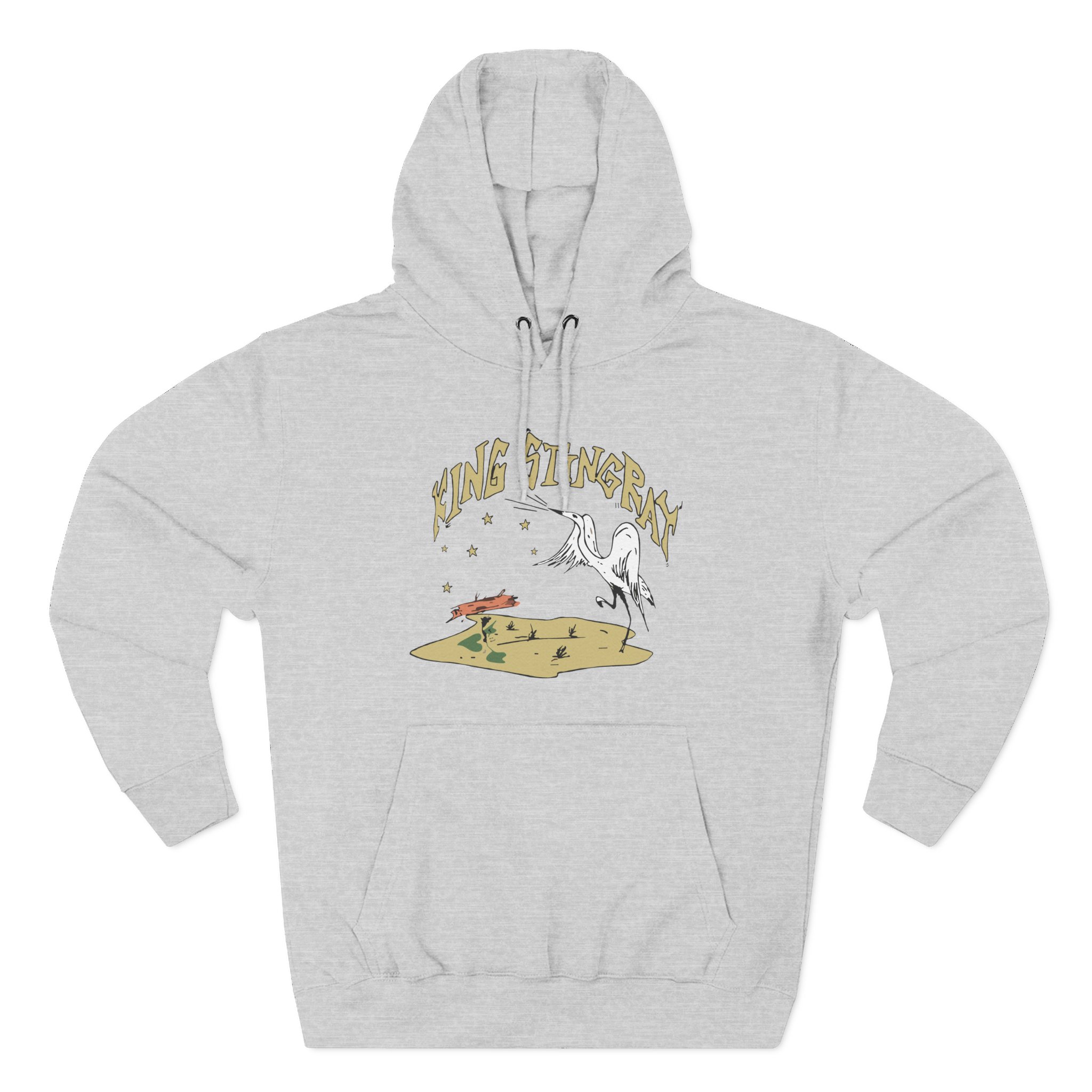 King Stingray Ivory Bird Three-Panel Fleece Hoodie
