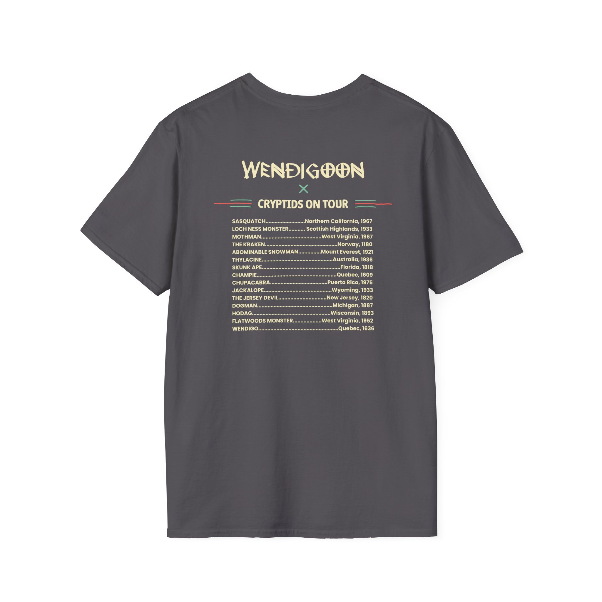 Wendigoon Cryptids on Tour Unisex Softstyle T-Shirt