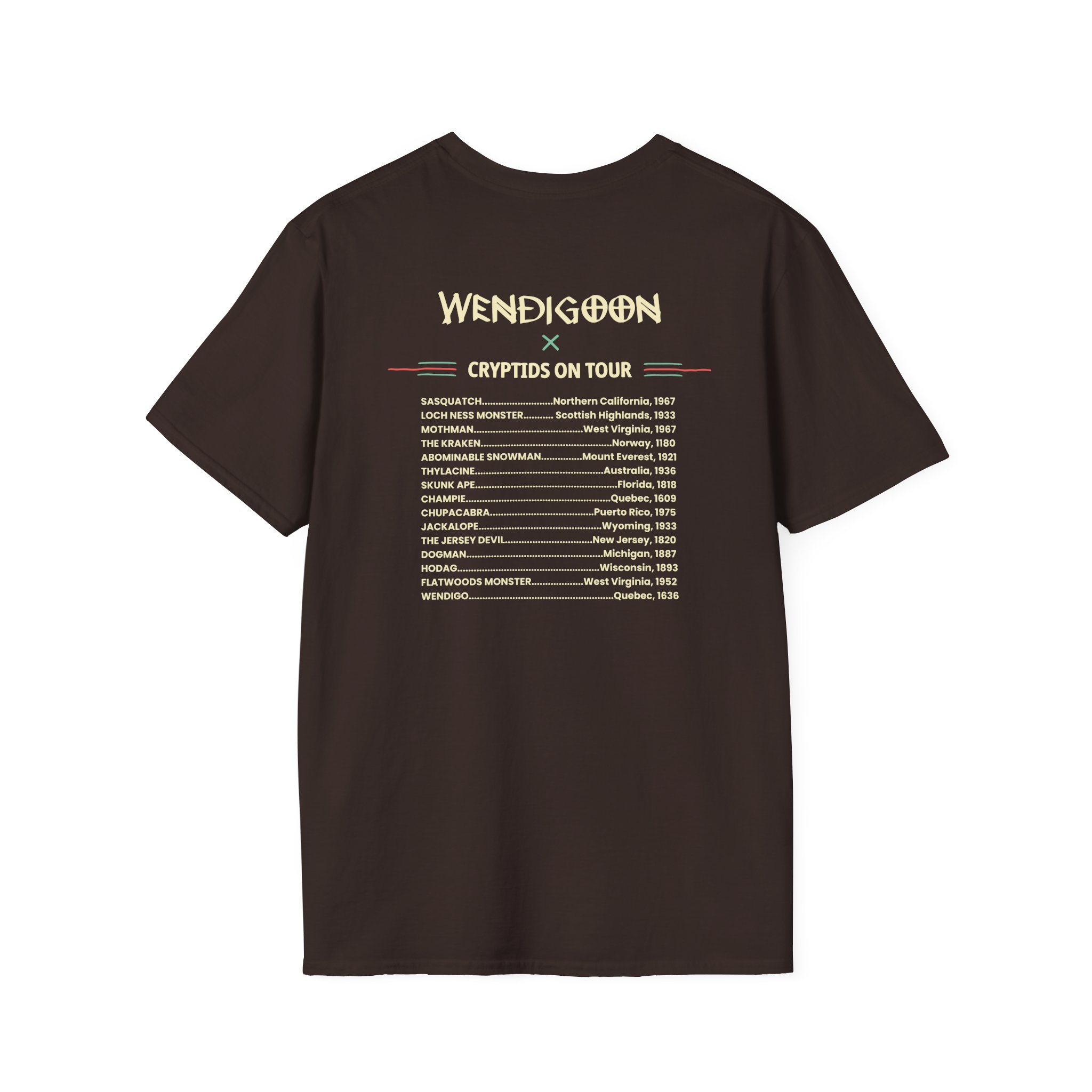 Wendigoon Cryptids on Tour Unisex Softstyle T-Shirt
