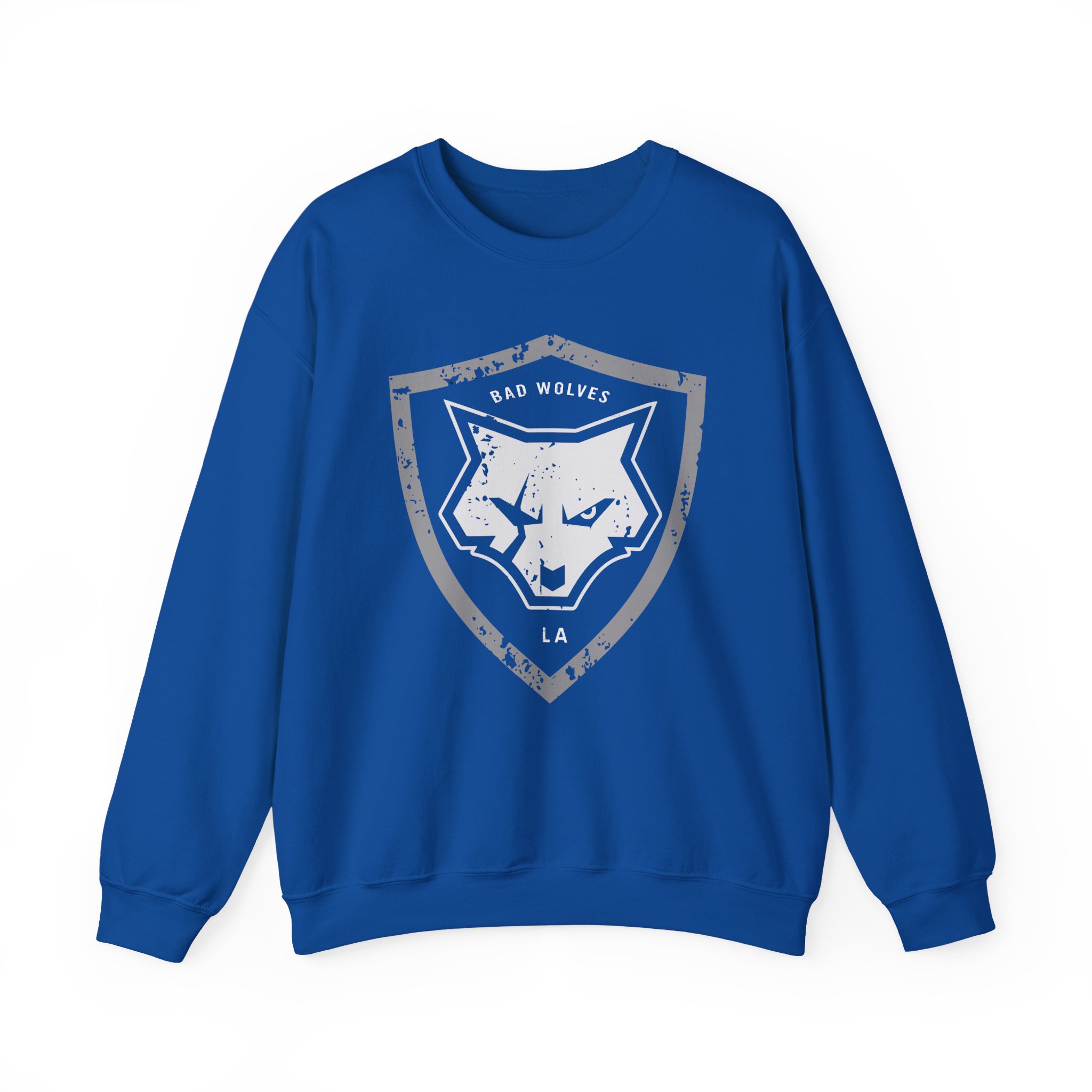 Bad Wolves Distressed Shield Unisex Heavy Blendâ„¢ Crewneck Sweatshirt