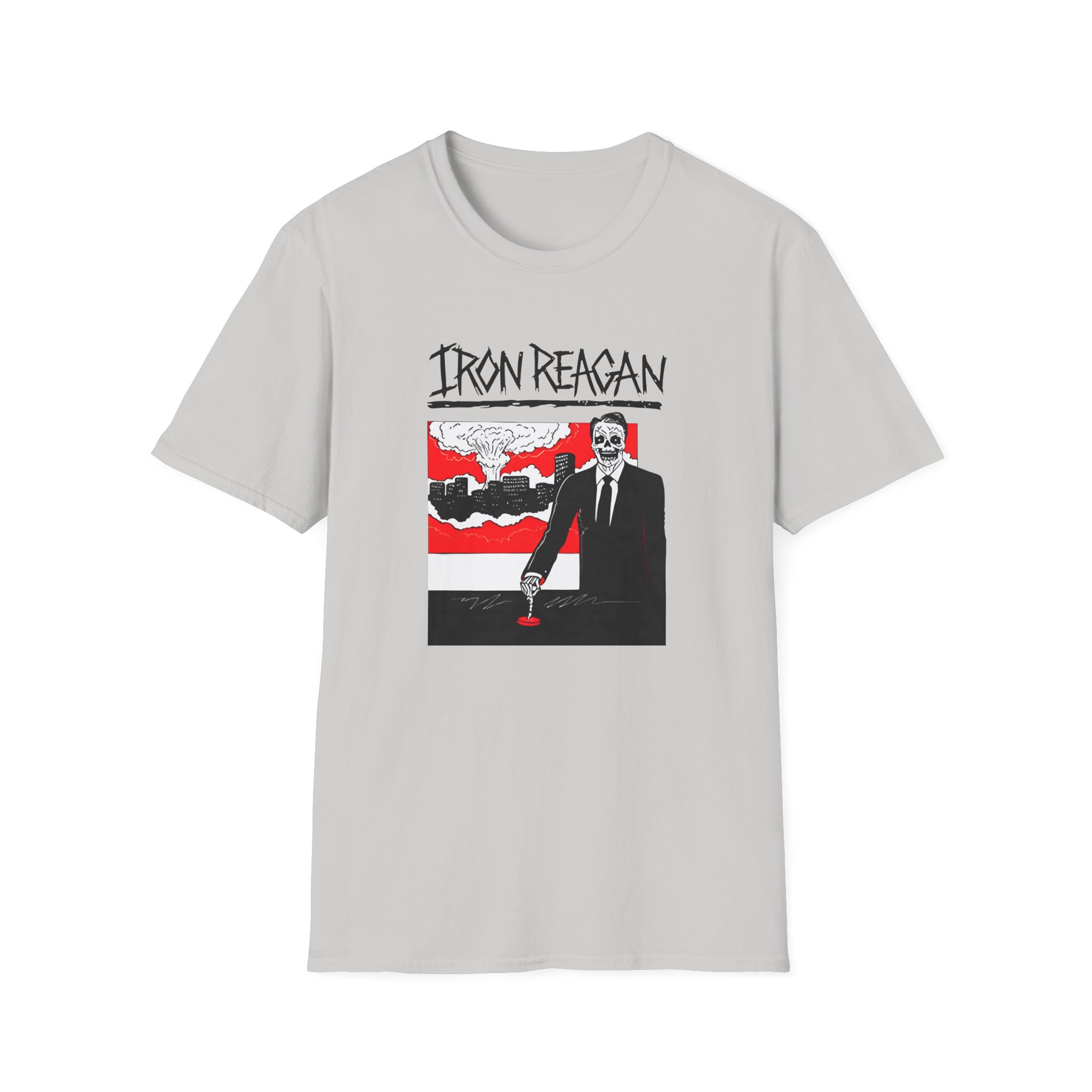 Iron Reagan Finger On The Button Unisex Softstyle T-Shirt