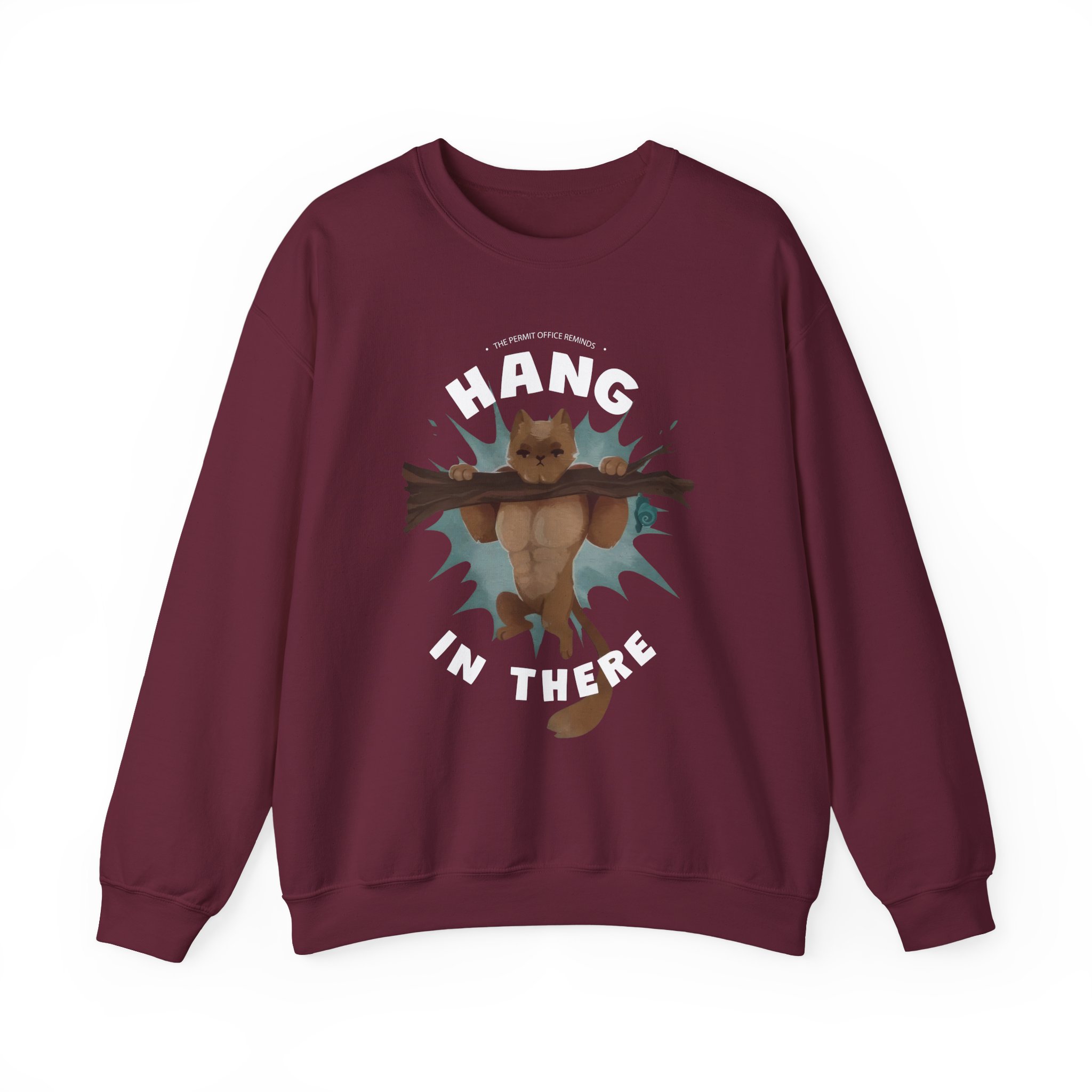 Grian Hang in There Permit Office Cat Unisex Heavy Blendâ„¢ Crewneck Sweatshirt