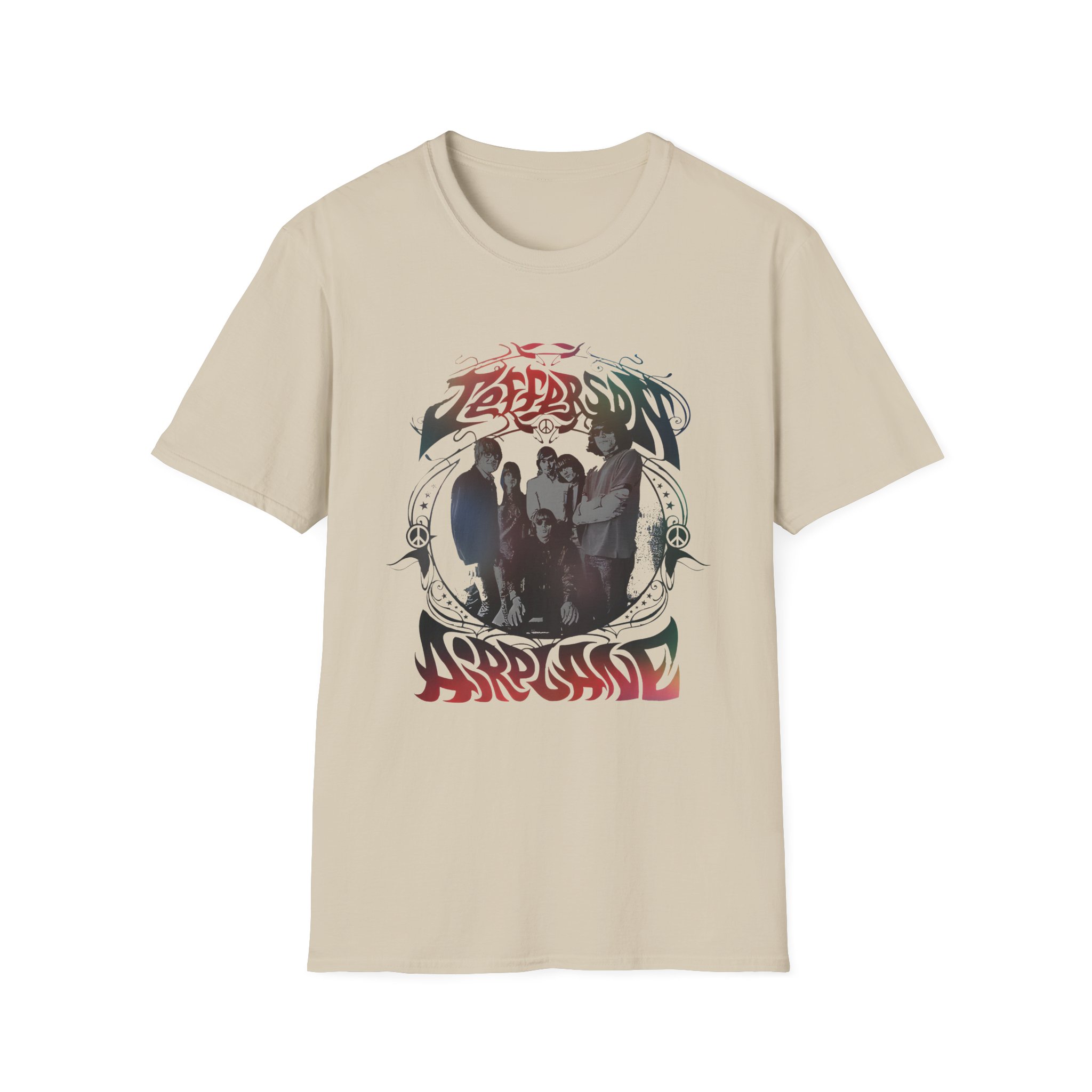 Jefferson Airplane Rainbow Band Photo Unisex Softstyle T-Shirt