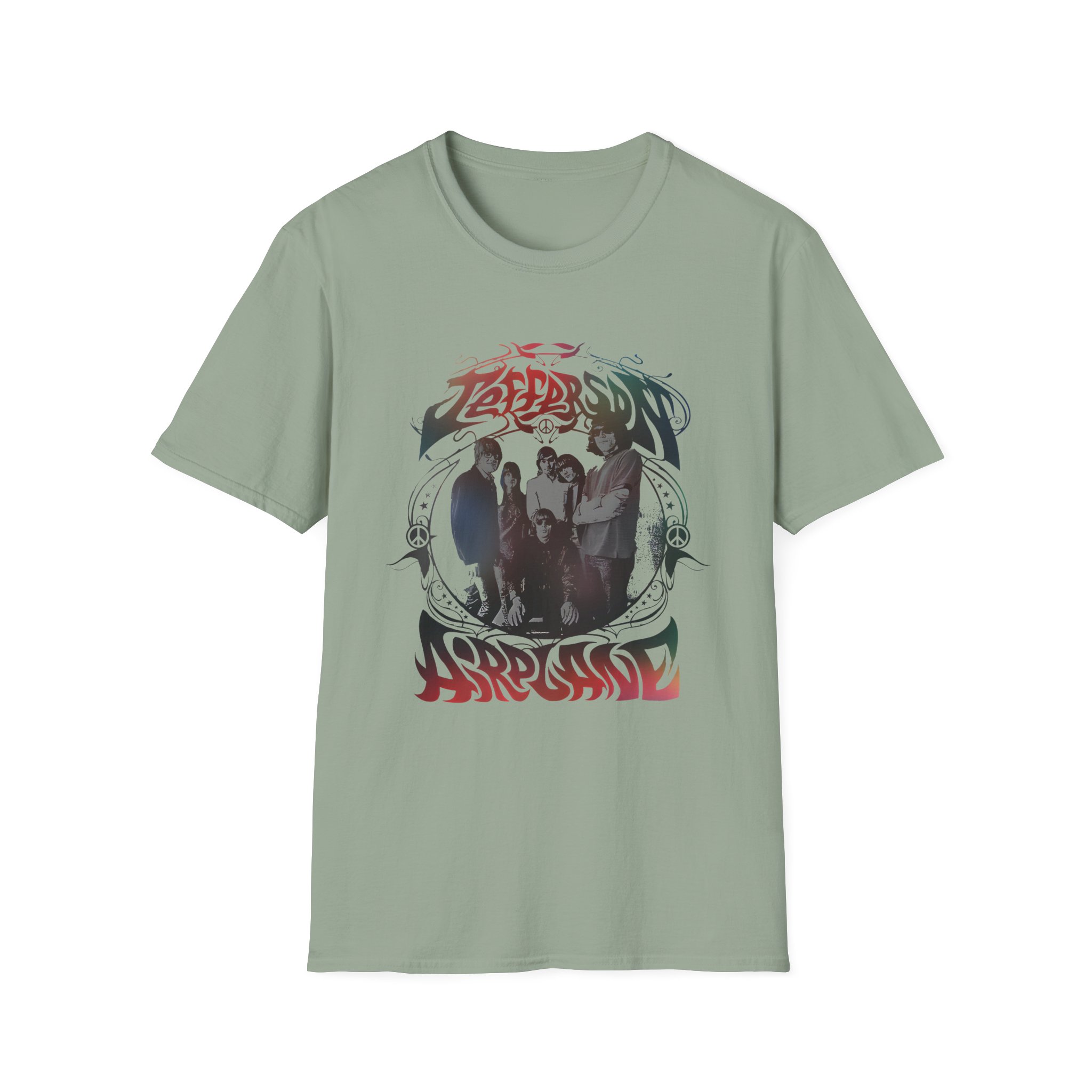 Jefferson Airplane Rainbow Band Photo Unisex Softstyle T-Shirt