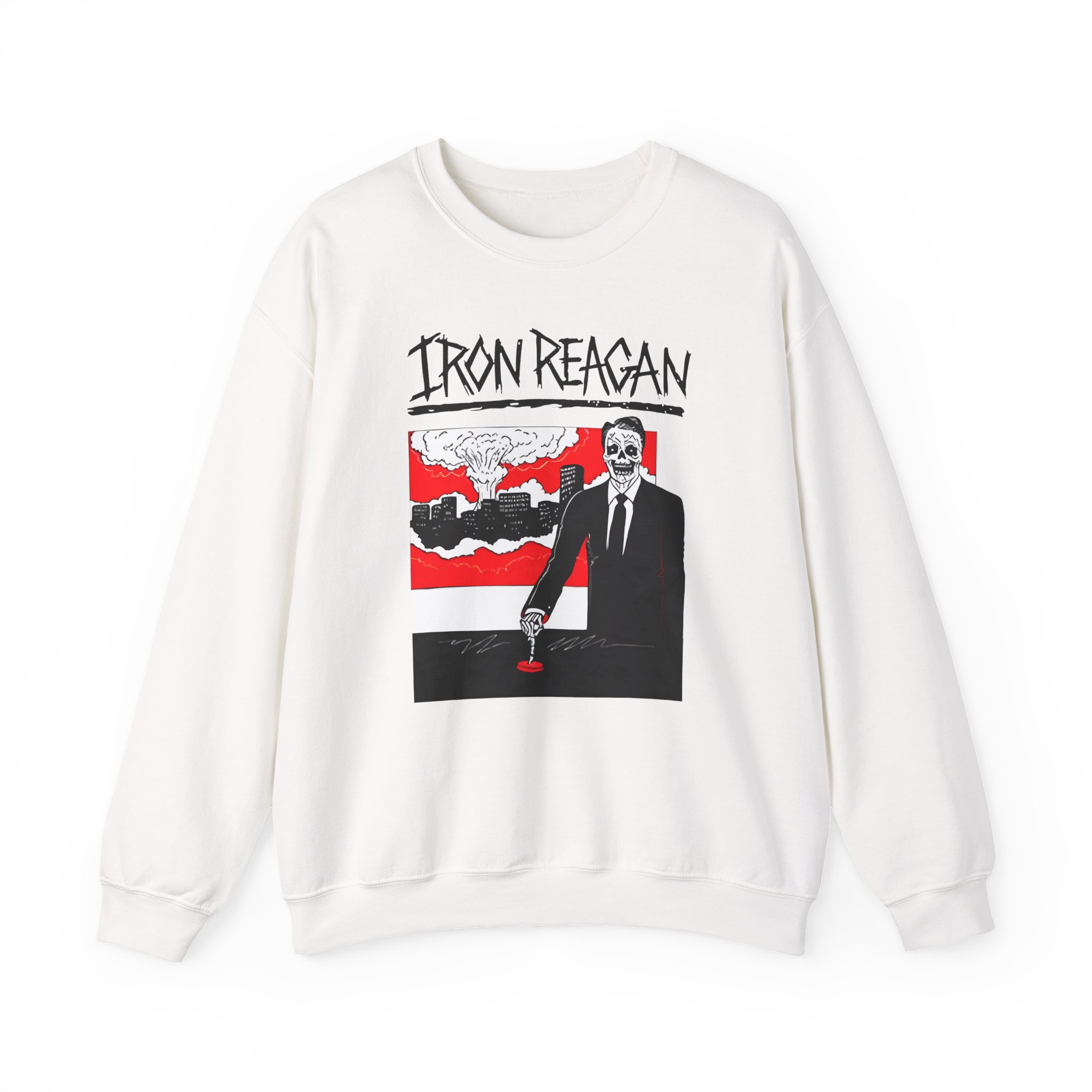 Iron Reagan Finger On The Button Unisex Heavy Blendâ„¢ Crewneck Sweatshirt