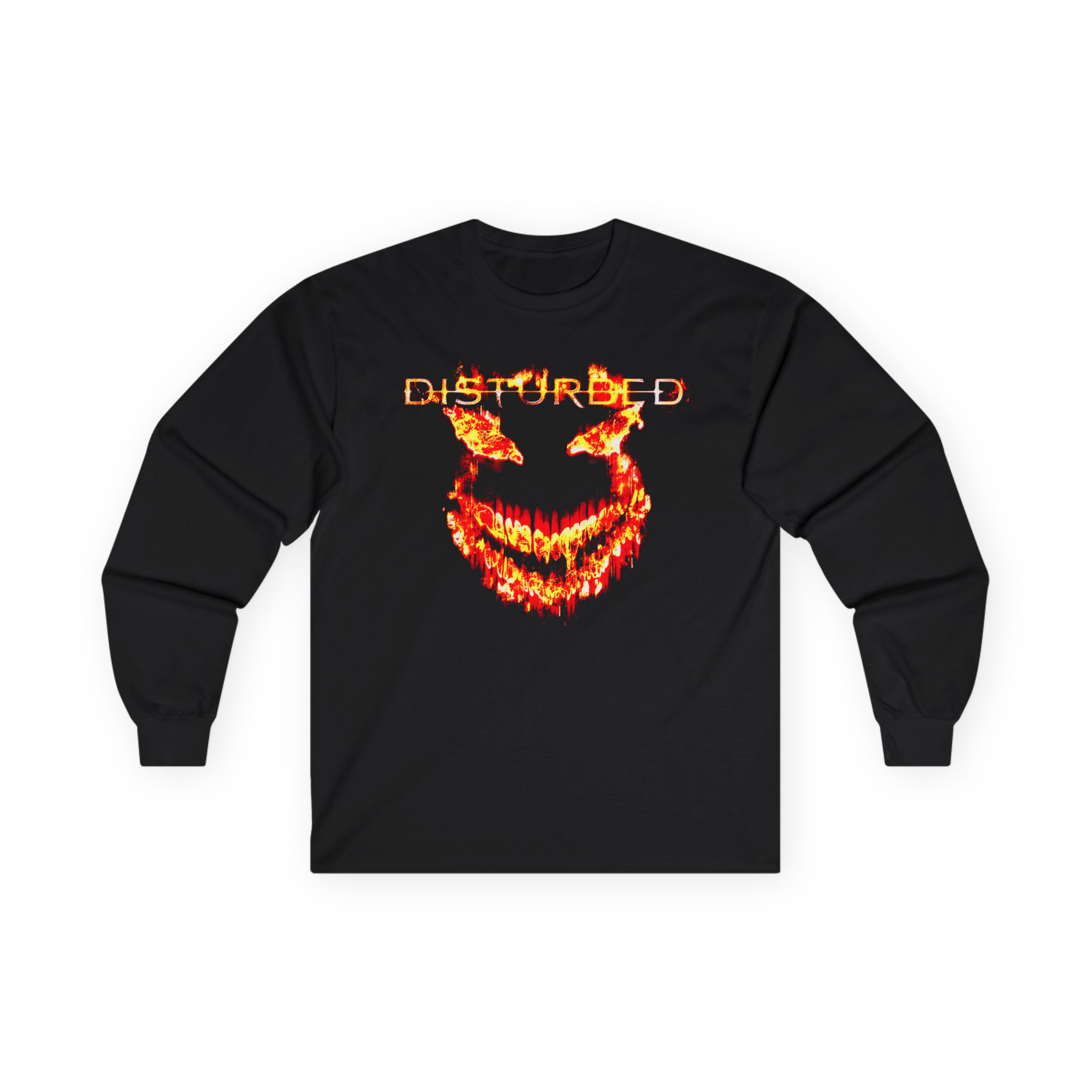 Disturbed Disturbed Face Flame Unisex Ultra Cotton Long Sleeve Tee