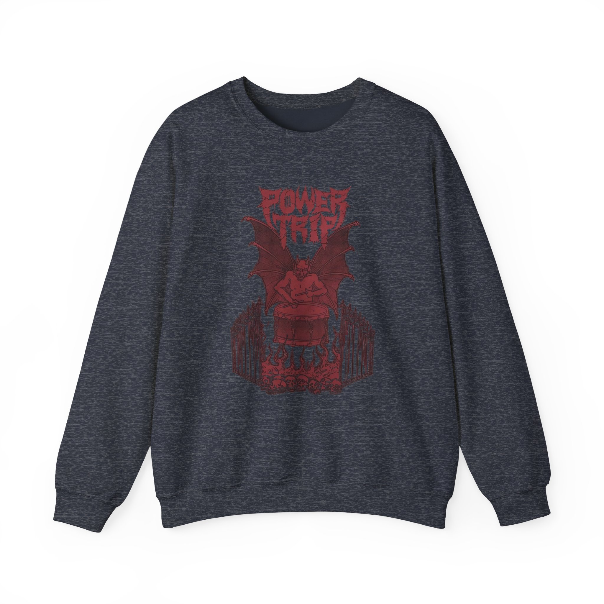 Power Trip Demon Drum Unisex Heavy Blendâ„¢ Crewneck Sweatshirt