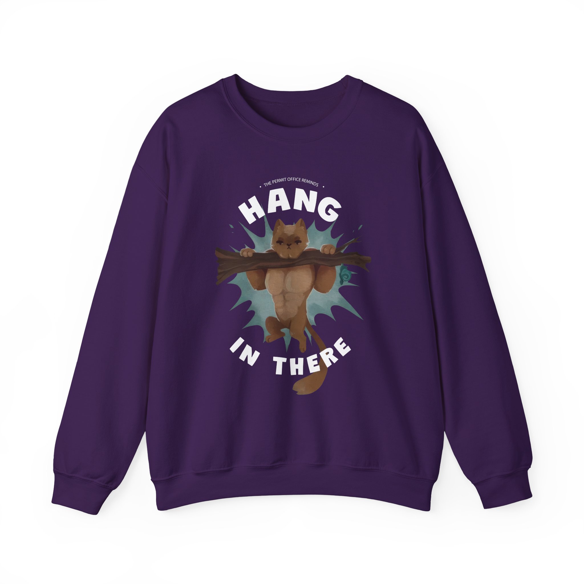 Grian Hang in There Permit Office Cat Unisex Heavy Blendâ„¢ Crewneck Sweatshirt