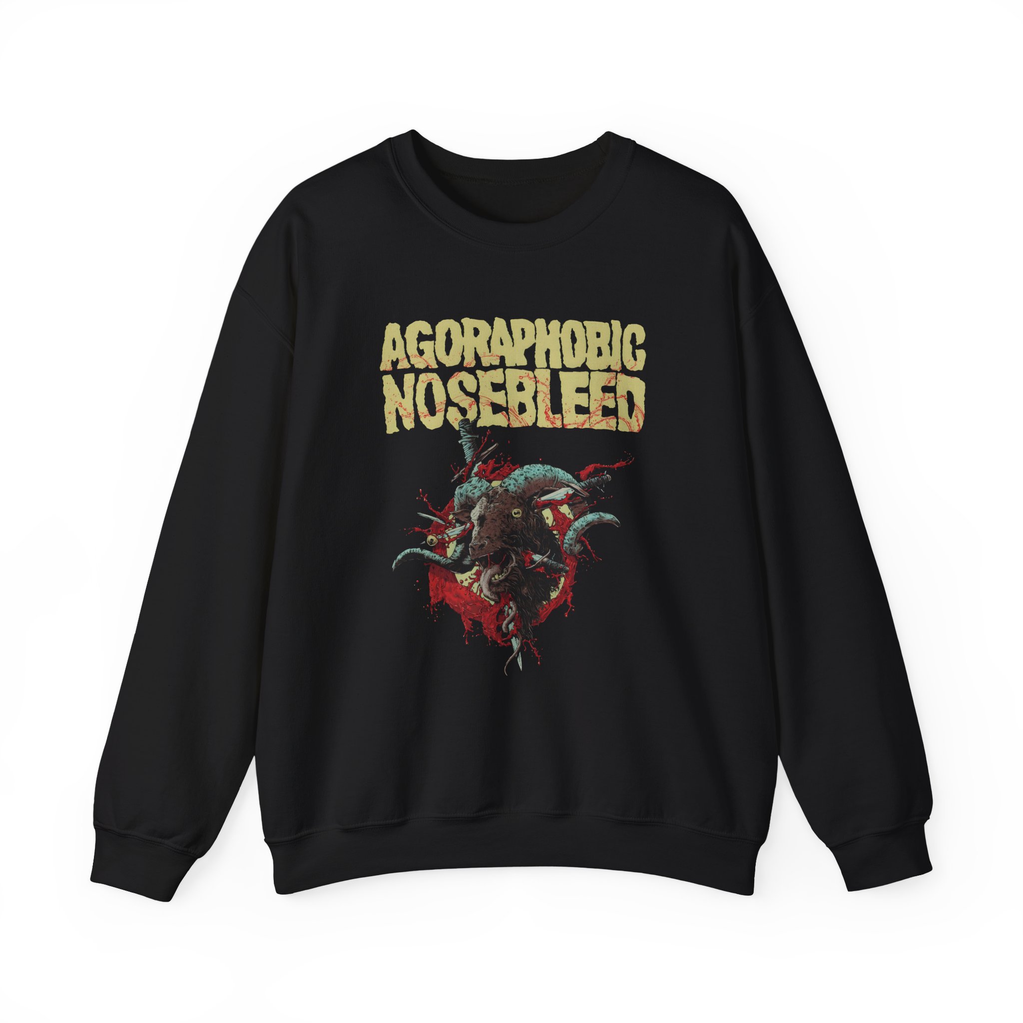 Agoraphobic Nosebleed Goat Head Unisex Heavy Blendâ„¢ Crewneck Sweatshirt