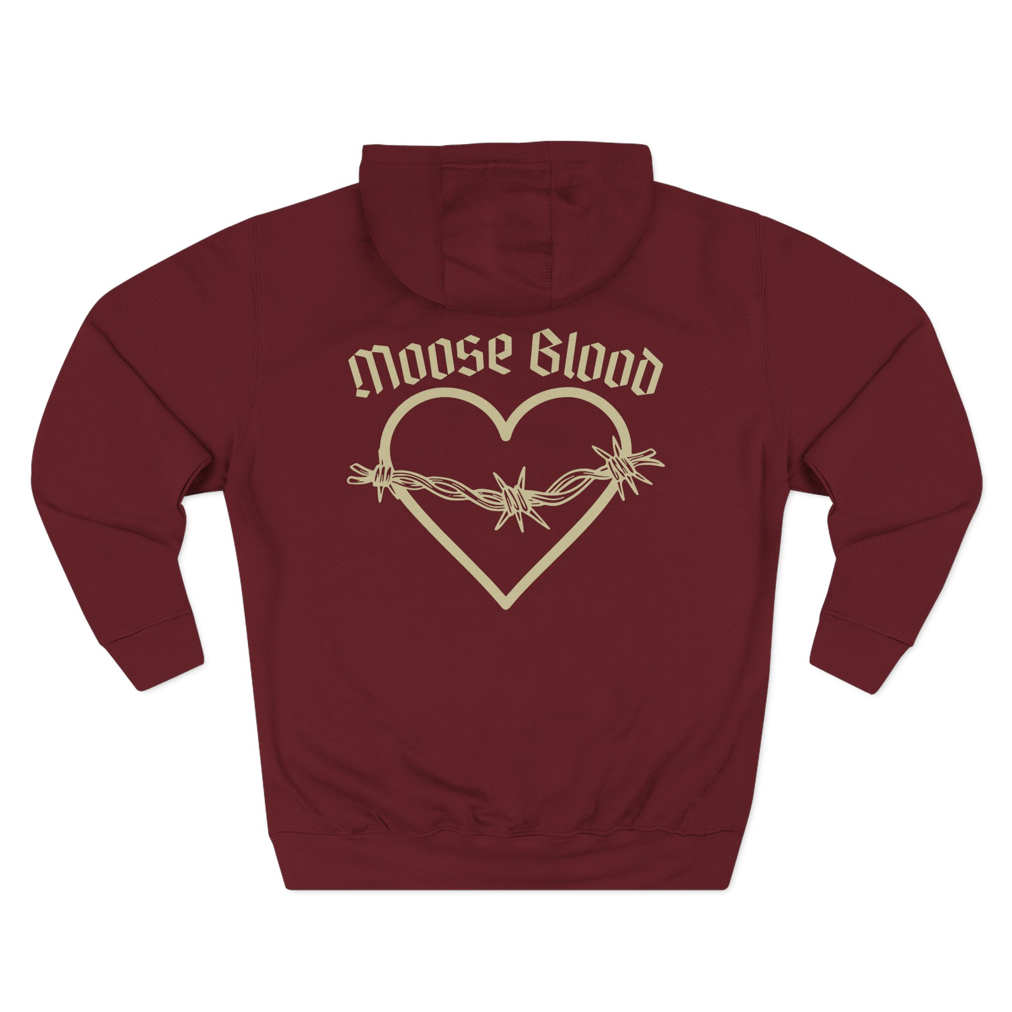 Moose Blood Barbed Wire Heart Three-Panel Fleece Hoodie