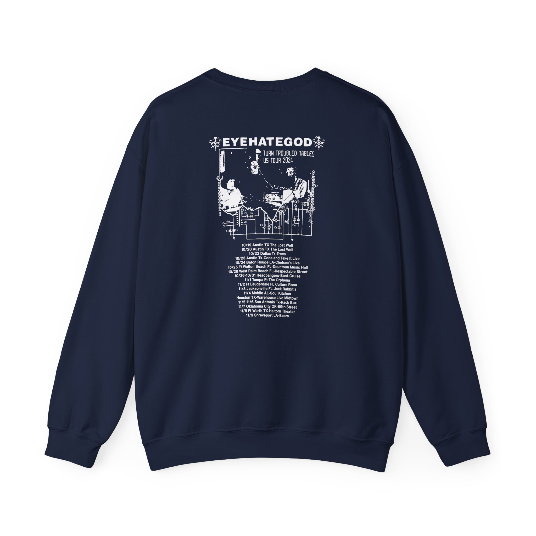 Eyehategod Turn Troubled Tables Us Tour Unisex Heavy Blendâ„¢ Crewneck Sweatshirt
