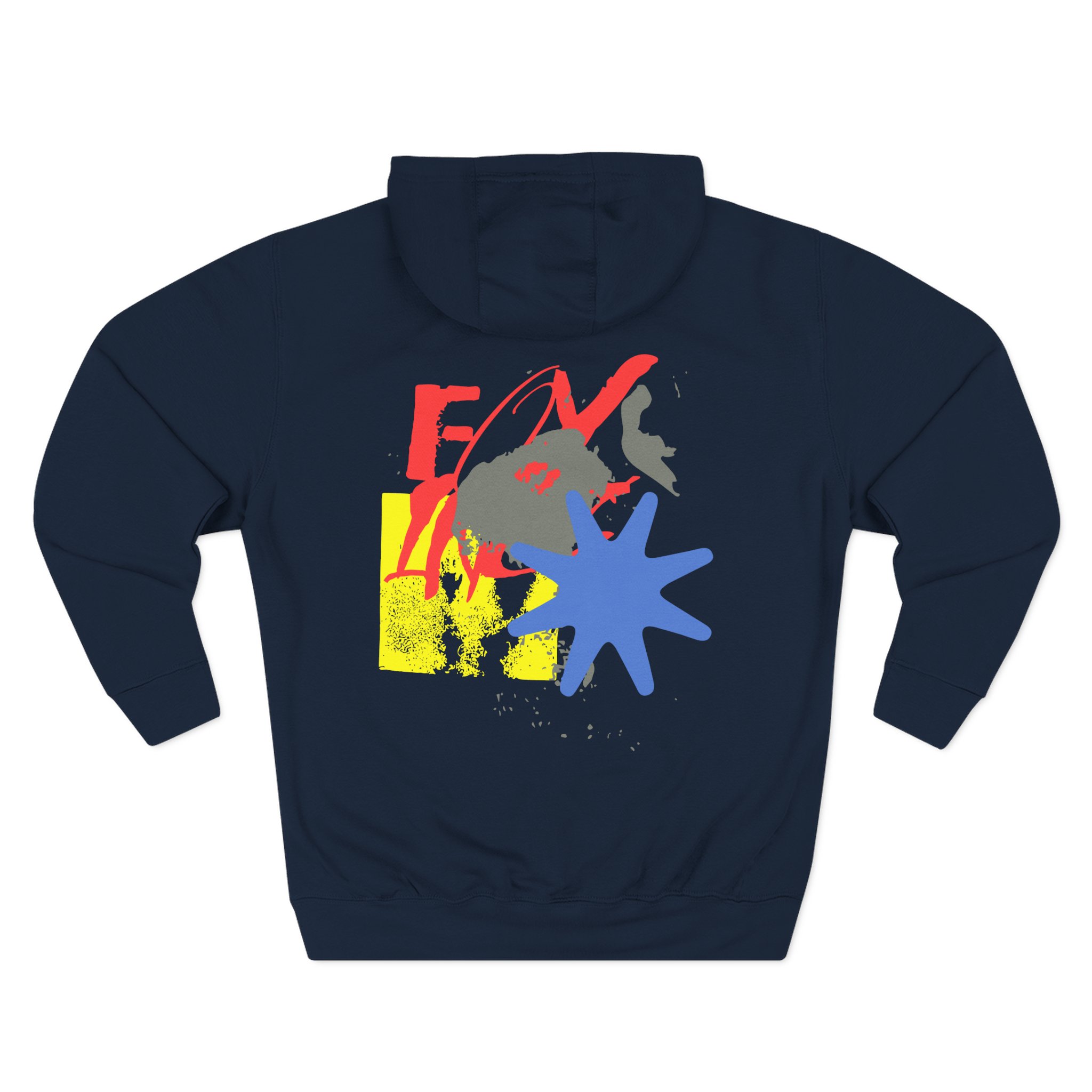 Foxing Shapes Three-Panel Fleece Hoodie