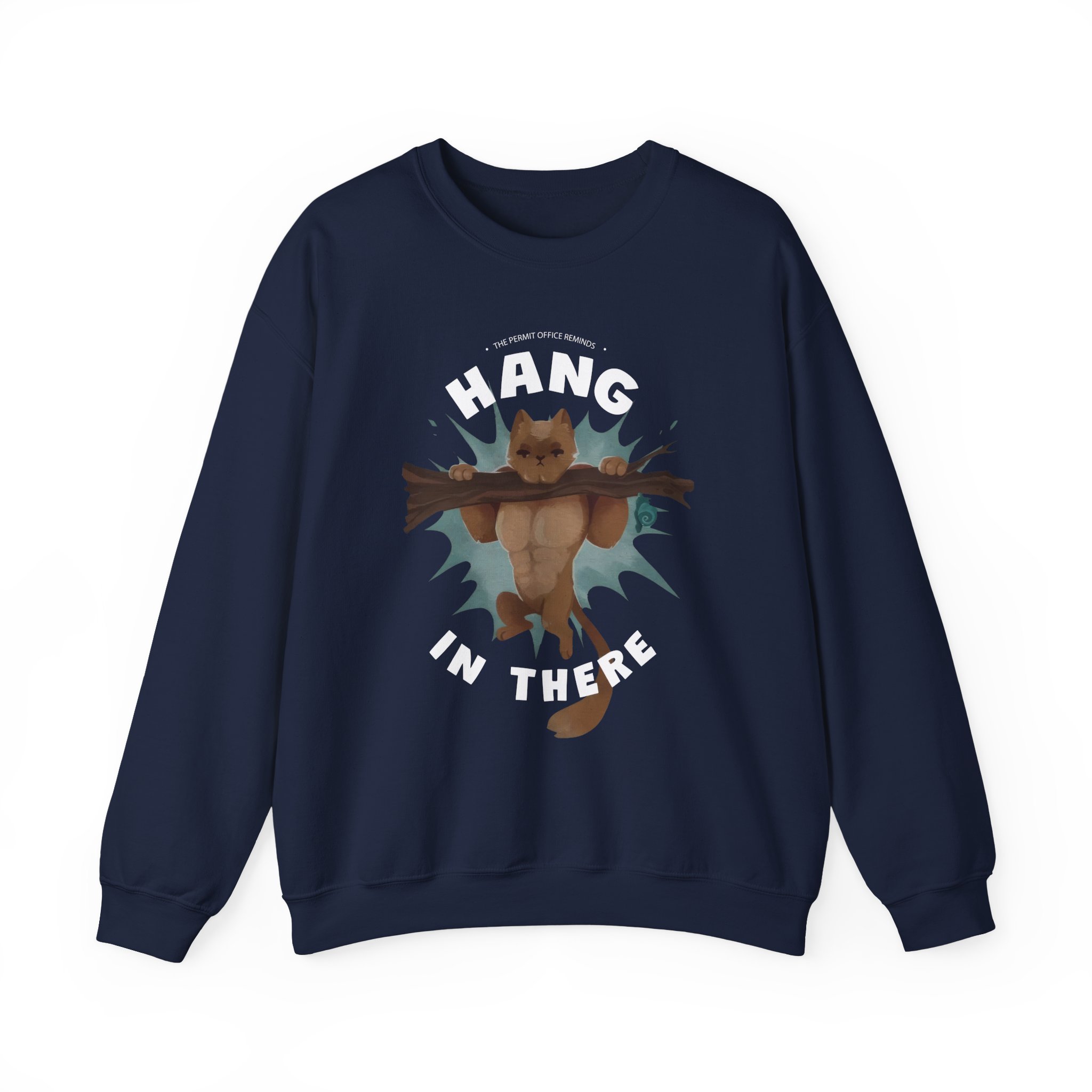 Grian Hang in There Permit Office Cat Unisex Heavy Blendâ„¢ Crewneck Sweatshirt