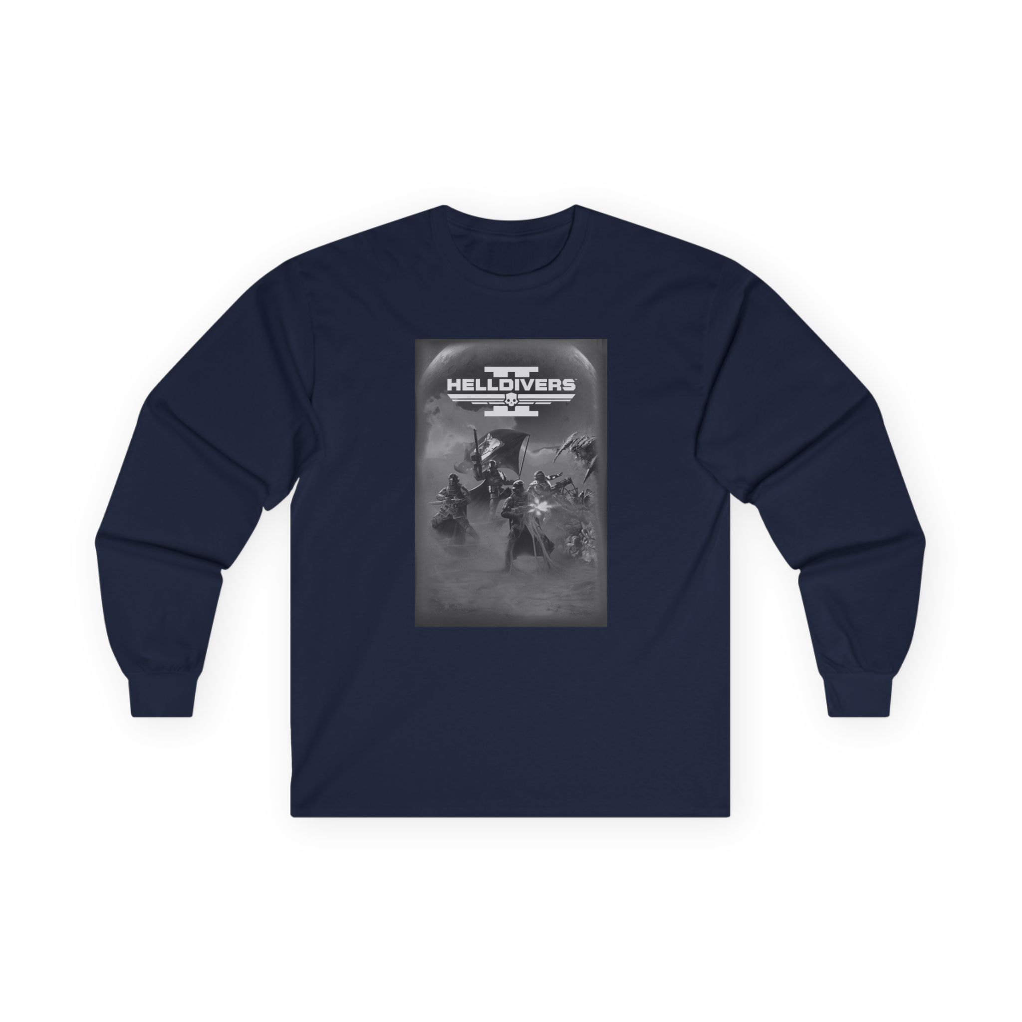 Helldivers Grayscale Game Poster Unisex Ultra Cotton Long Sleeve Tee