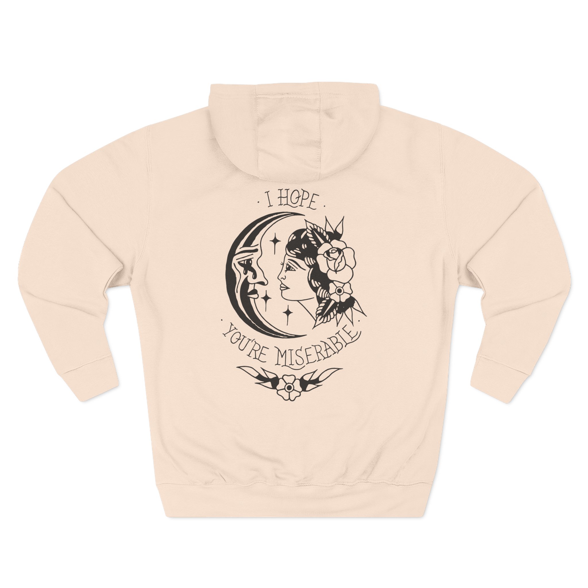 Moose Blood Traditional Tattoo Desig Three-Panel Fleece Hoodie