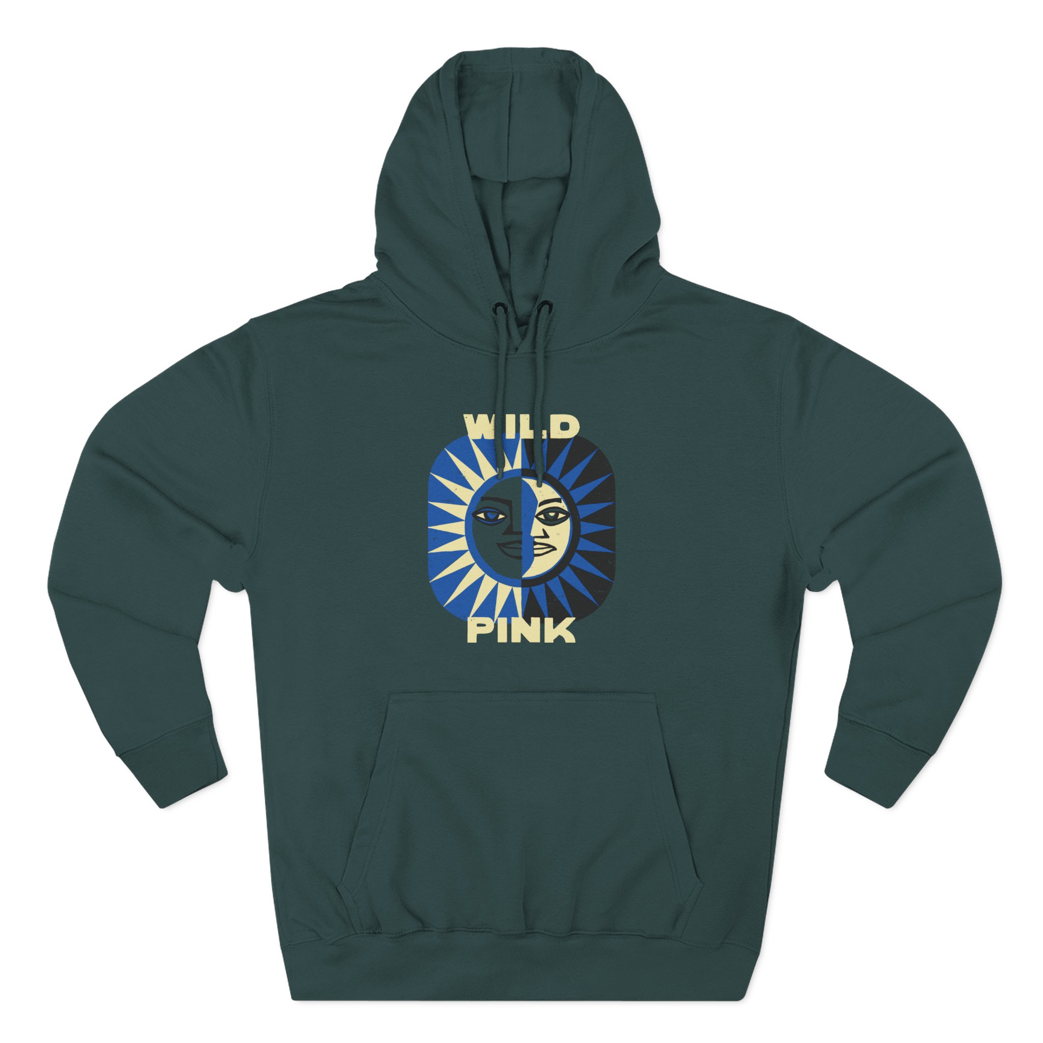 Wild Pink Sun Moon Three-Panel Fleece Hoodie