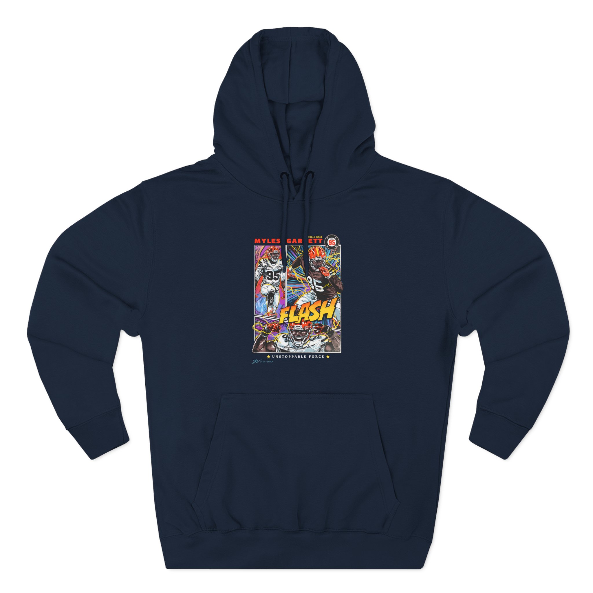 Myles Garrett Flash Garrett Original Canvas Three-Panel Fleece Hoodie