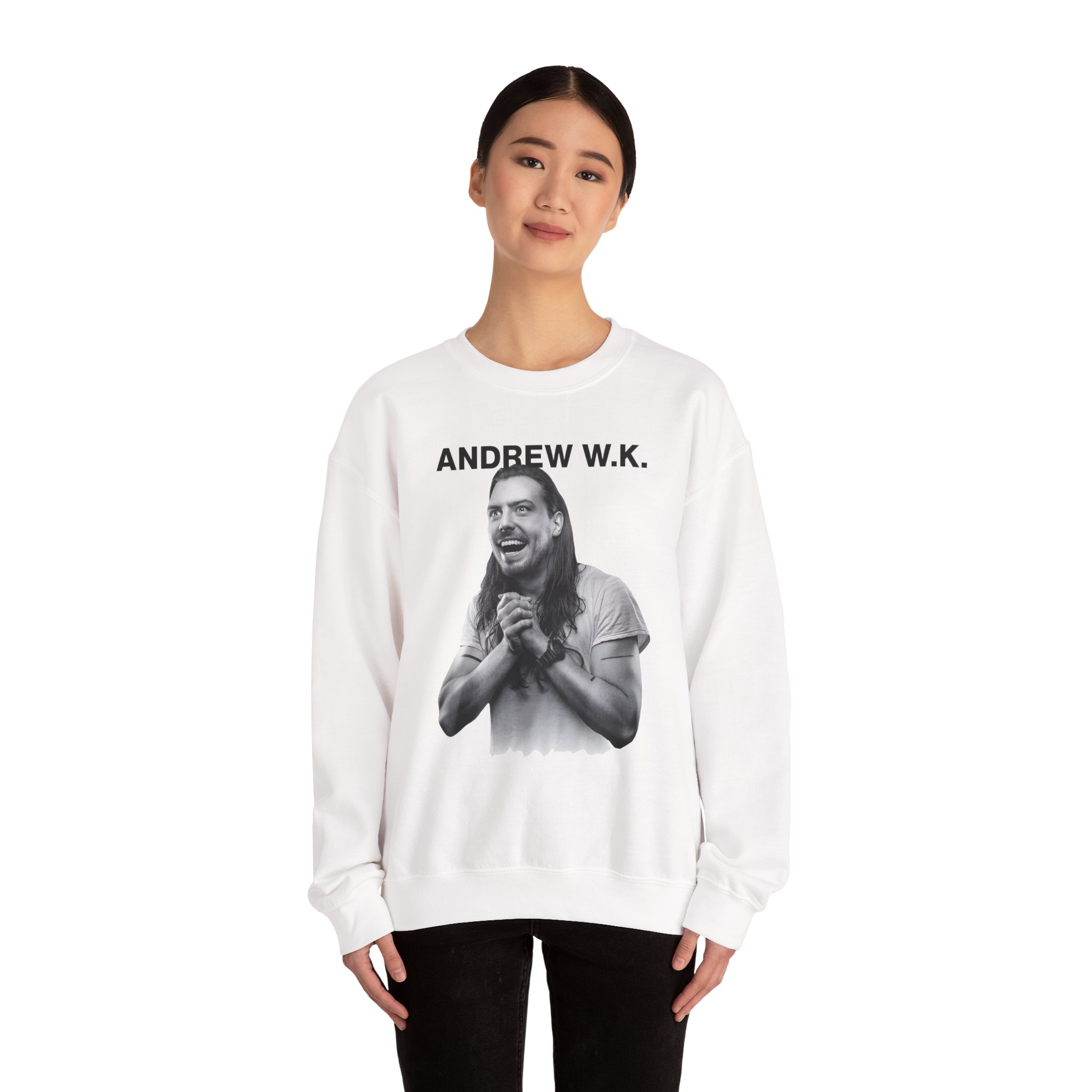 Andrew Wk Happy Unisex Heavy Blendâ„¢ Crewneck Sweatshirt