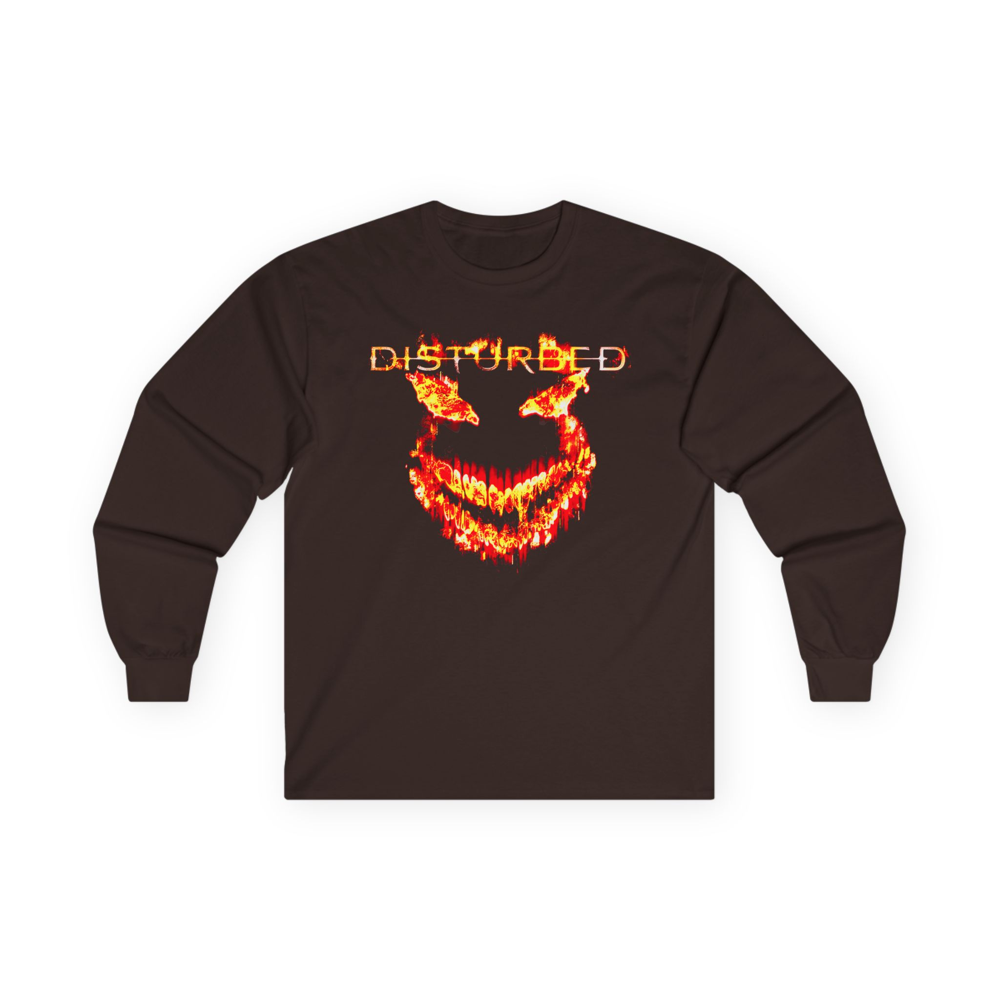 Disturbed Disturbed Face Flame Unisex Ultra Cotton Long Sleeve Tee