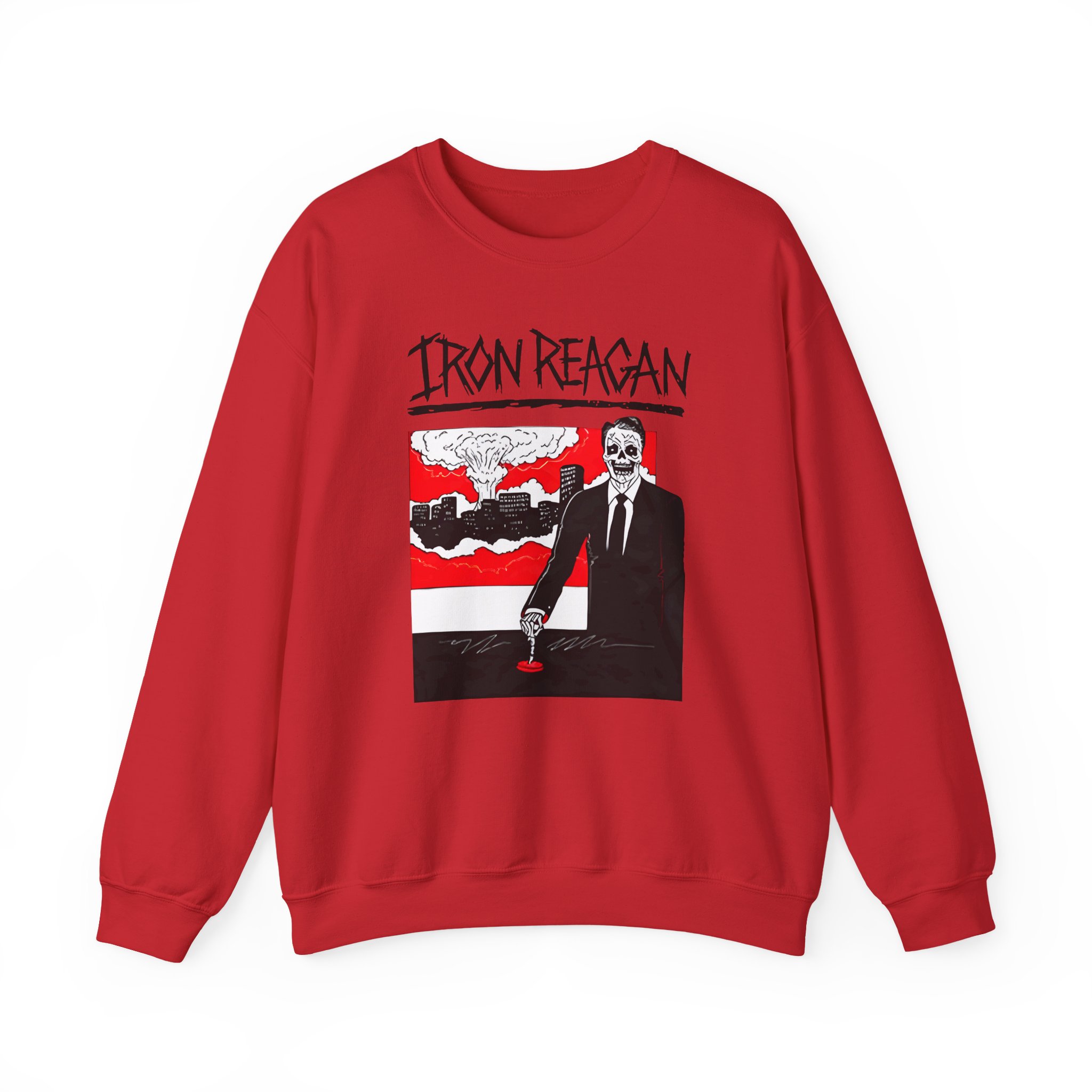 Iron Reagan Finger On The Button Unisex Heavy Blendâ„¢ Crewneck Sweatshirt