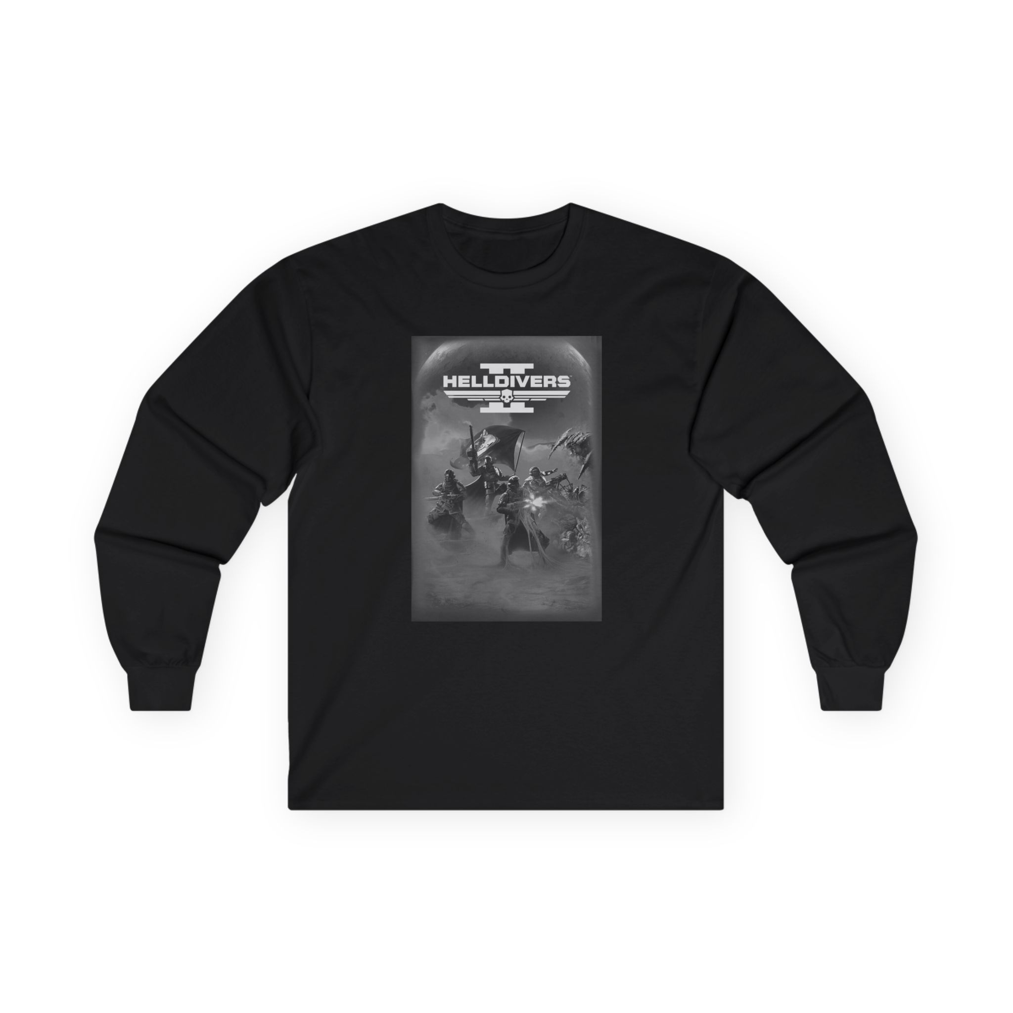 Helldivers Grayscale Game Poster Unisex Ultra Cotton Long Sleeve Tee