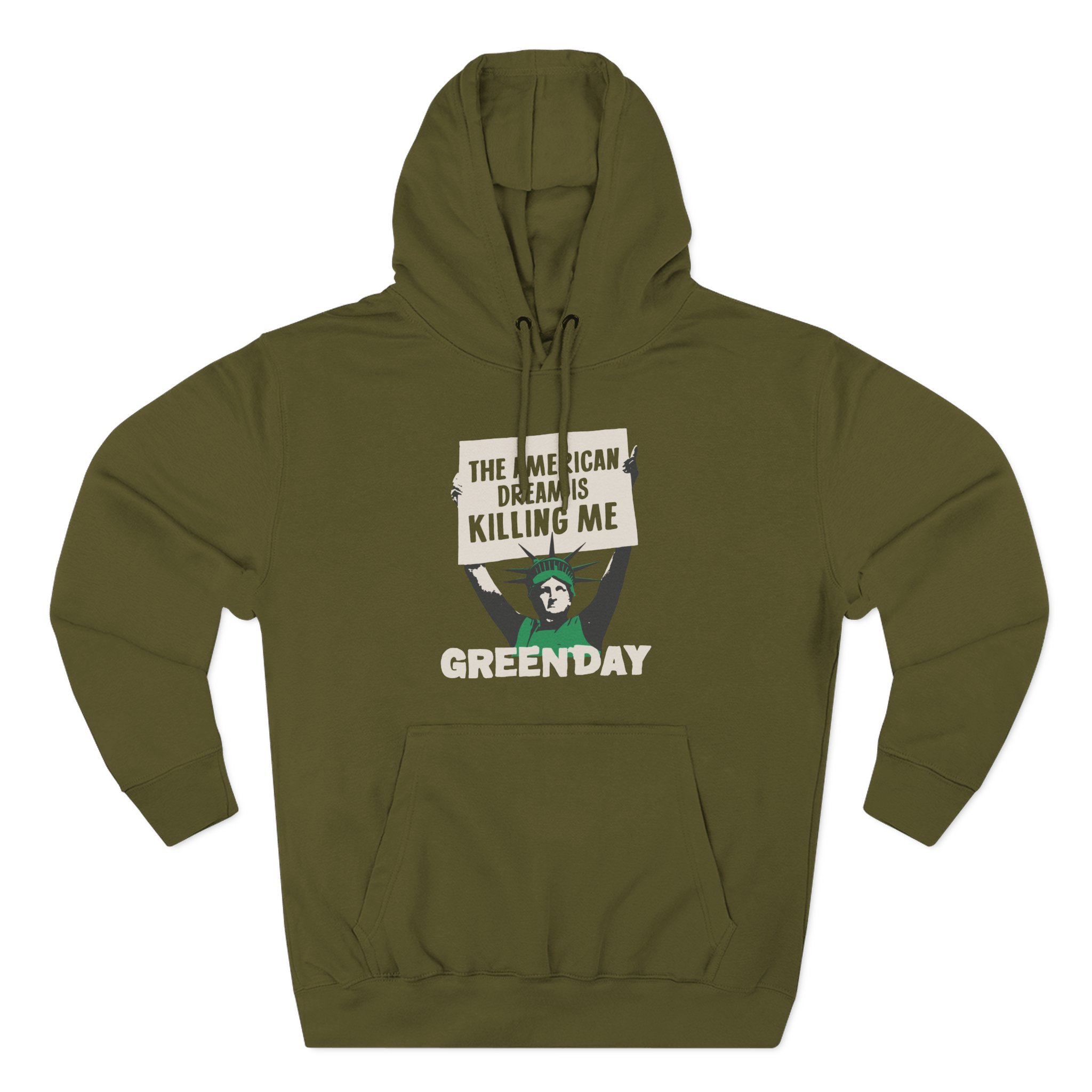 Green Day Lady Liberty Protest Three-Panel Fleece Hoodie