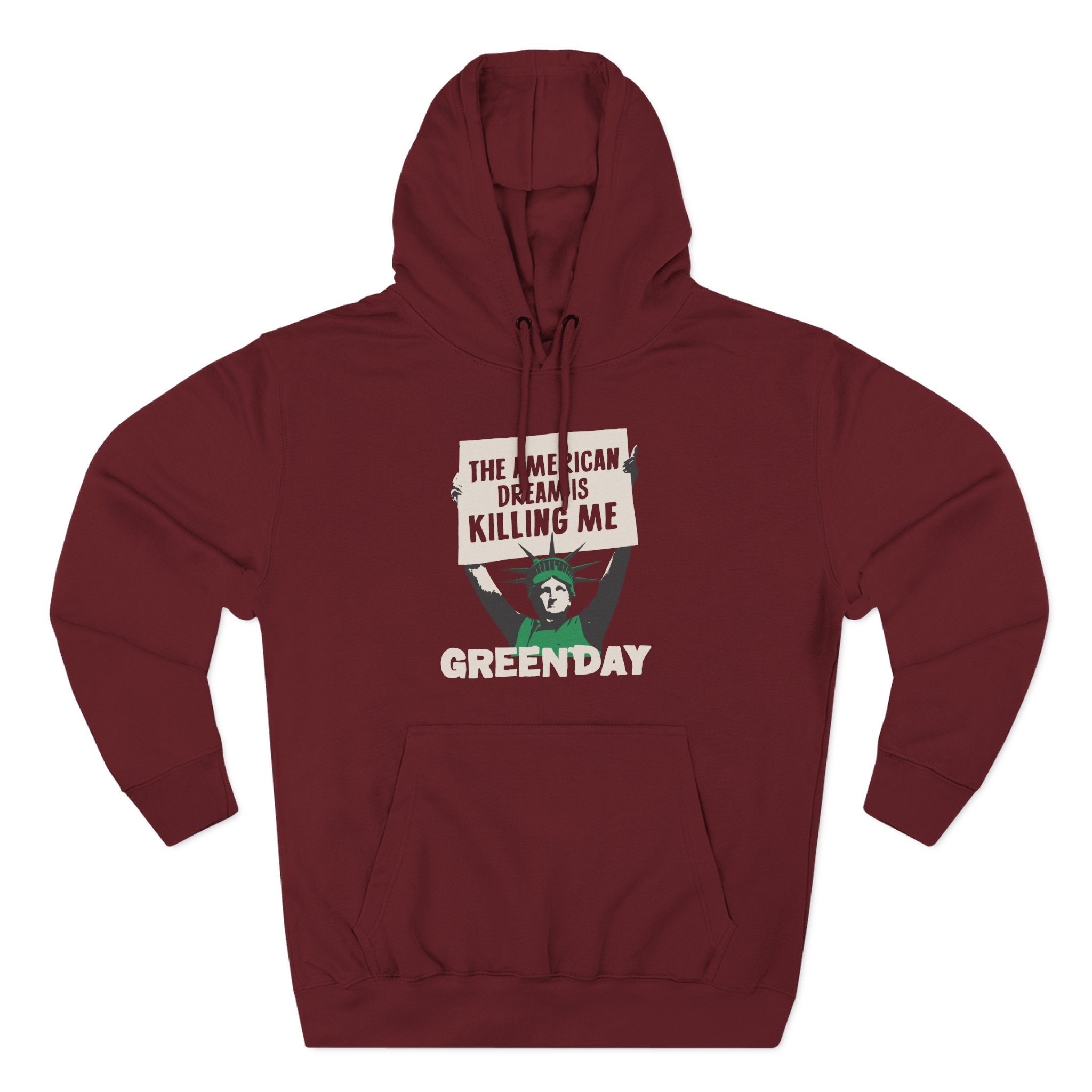 Green Day Lady Liberty Protest Three-Panel Fleece Hoodie