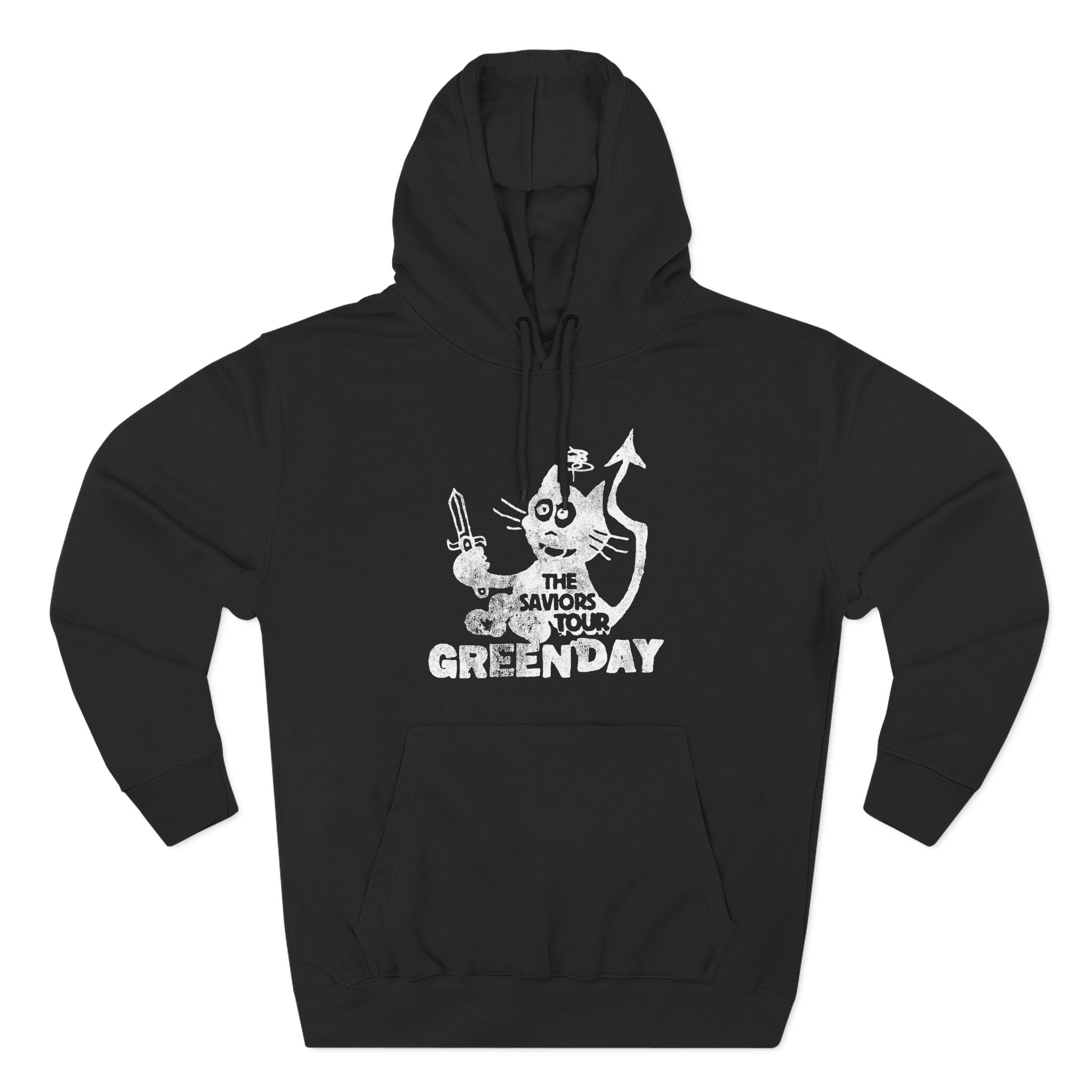 Green Day Cat and Sword Three-Panel Fleece Hoodie