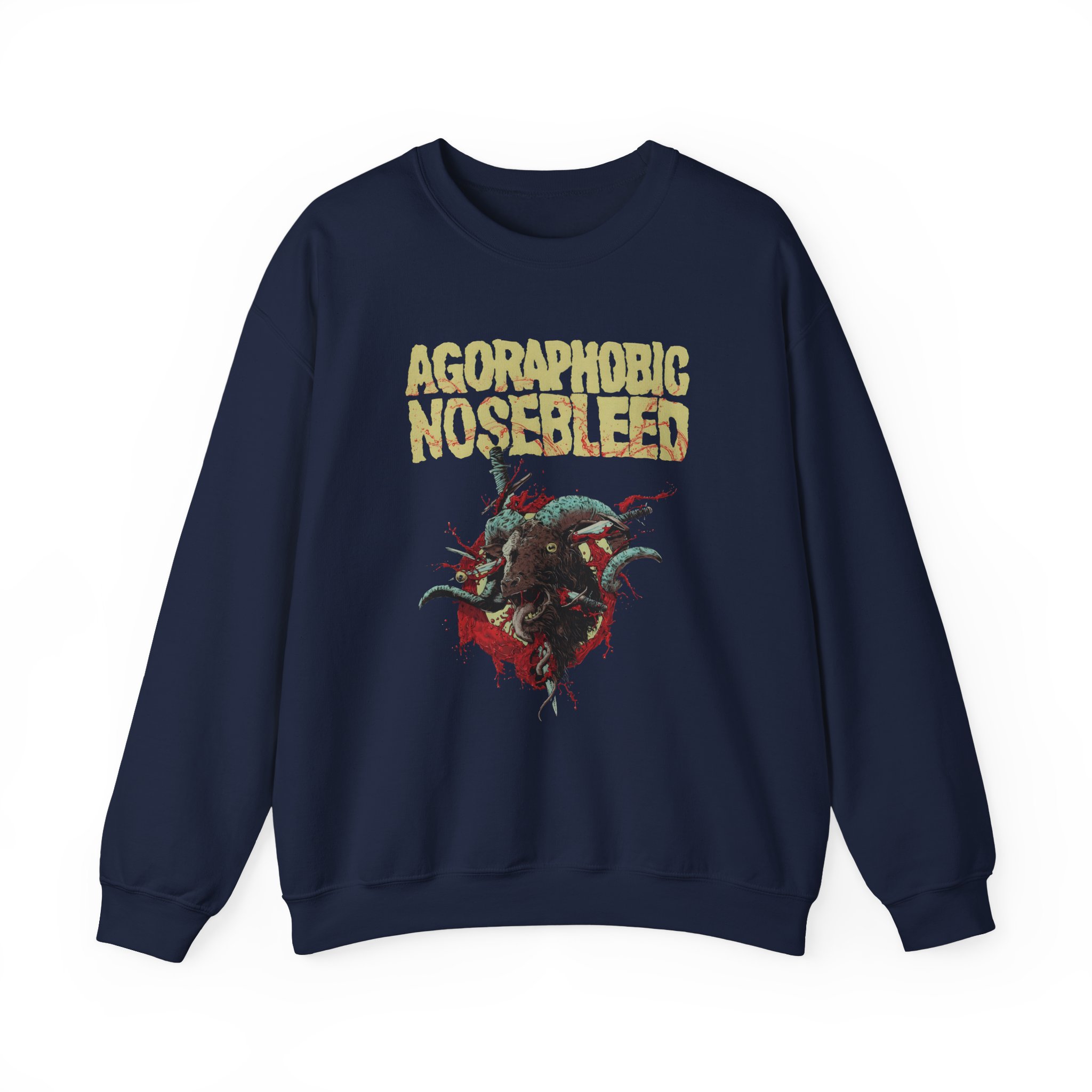 Agoraphobic Nosebleed Goat Head Unisex Heavy Blendâ„¢ Crewneck Sweatshirt