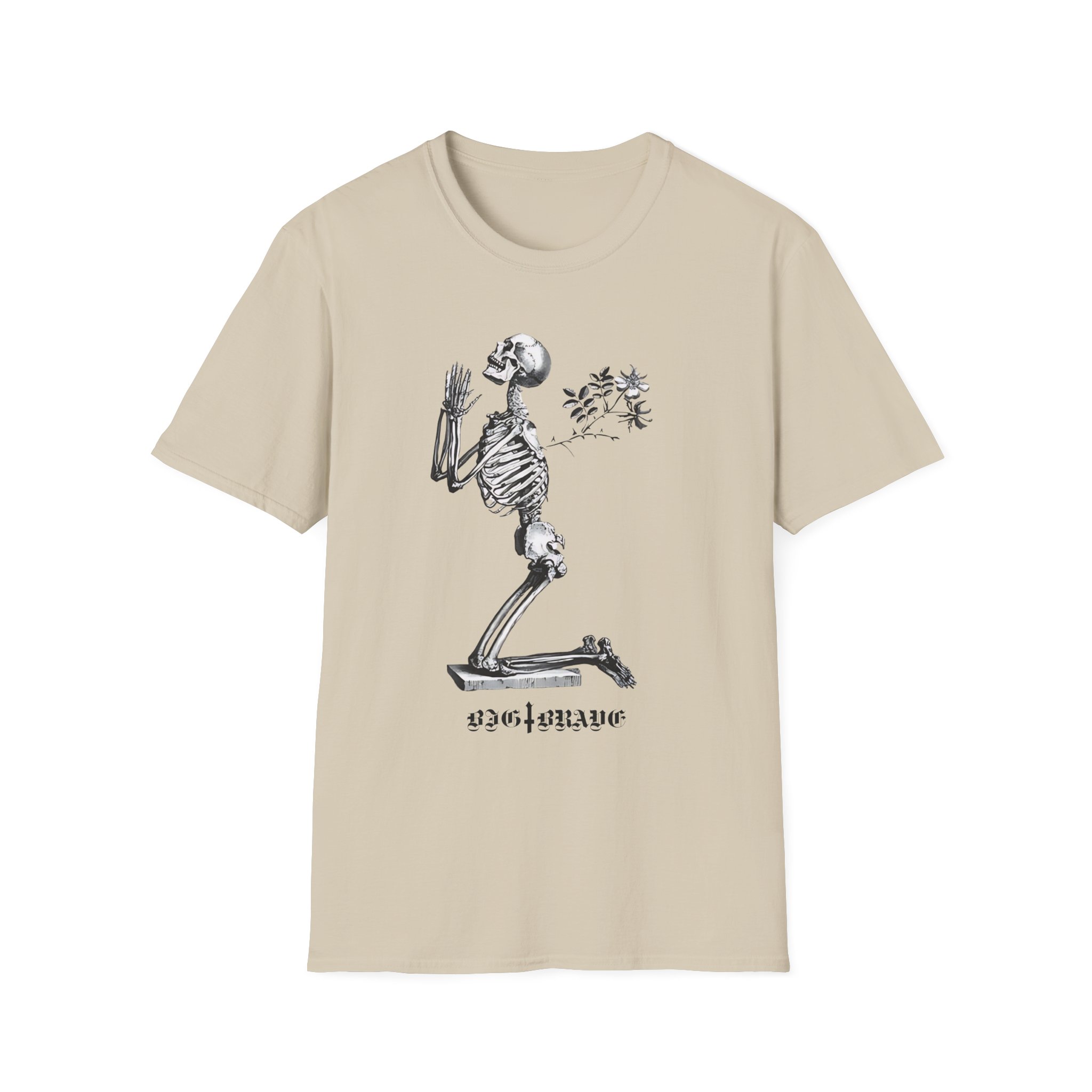 Big Brave Praying Skeleton Unisex Softstyle T-Shirt