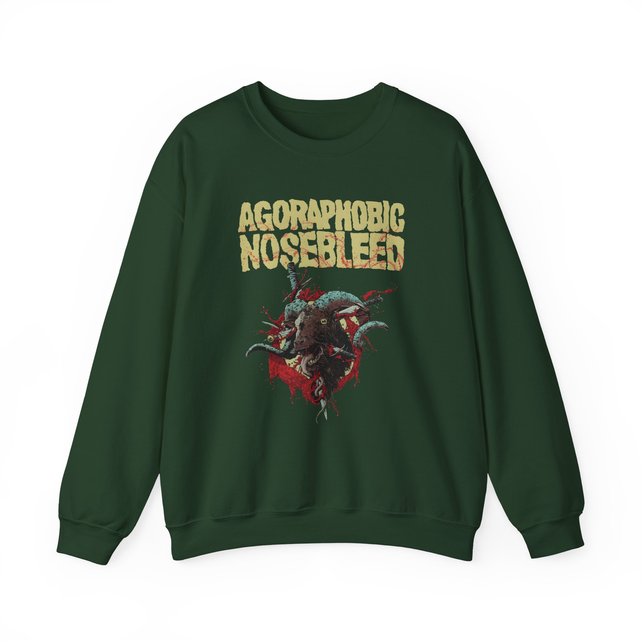 Agoraphobic Nosebleed Goat Head Unisex Heavy Blendâ„¢ Crewneck Sweatshirt