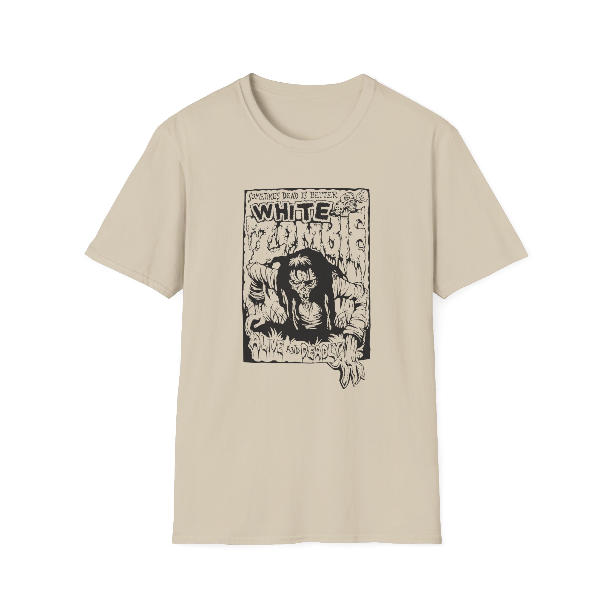 White Zombie Alive and Deadly Unisex Softstyle T-Shirt