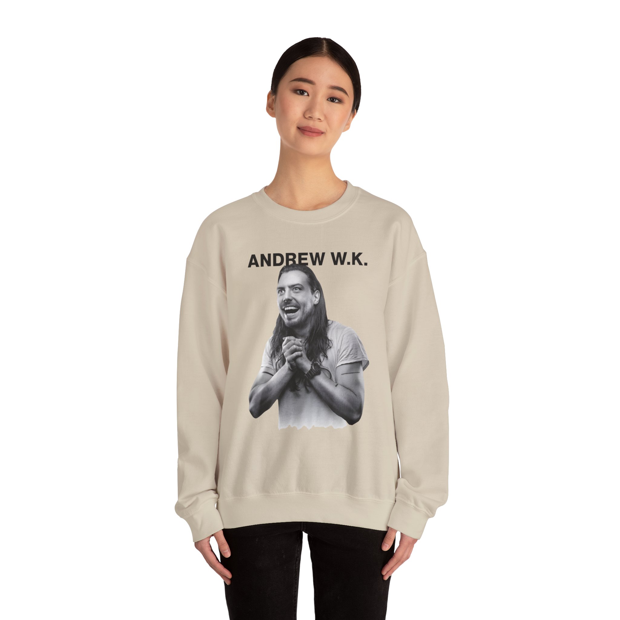 Andrew Wk Happy Unisex Heavy Blendâ„¢ Crewneck Sweatshirt
